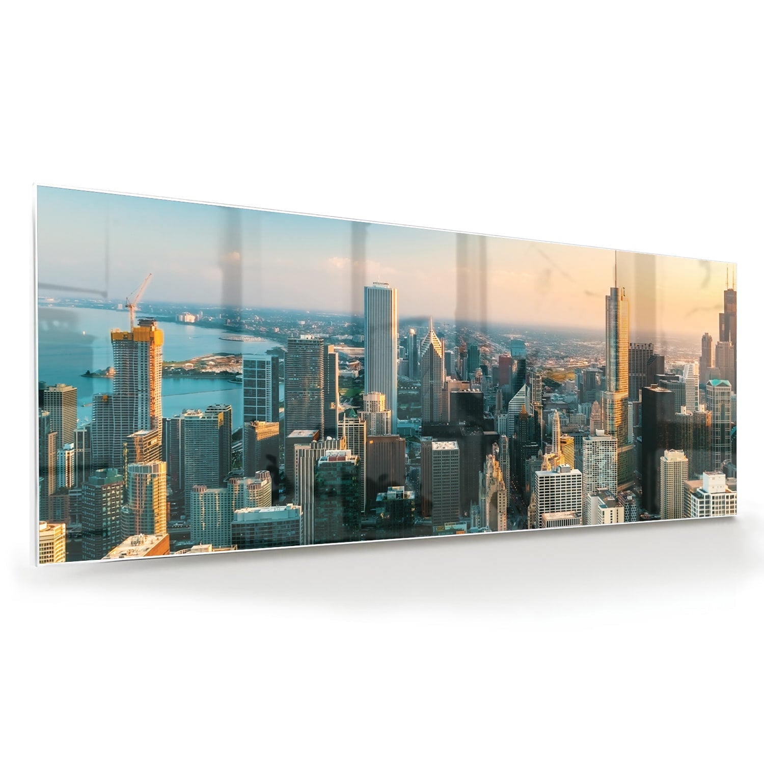 Stadtblick – Glasbild für moderne Innenräume – Glasbild aus Sicherheitsglas, Größe 60x60
