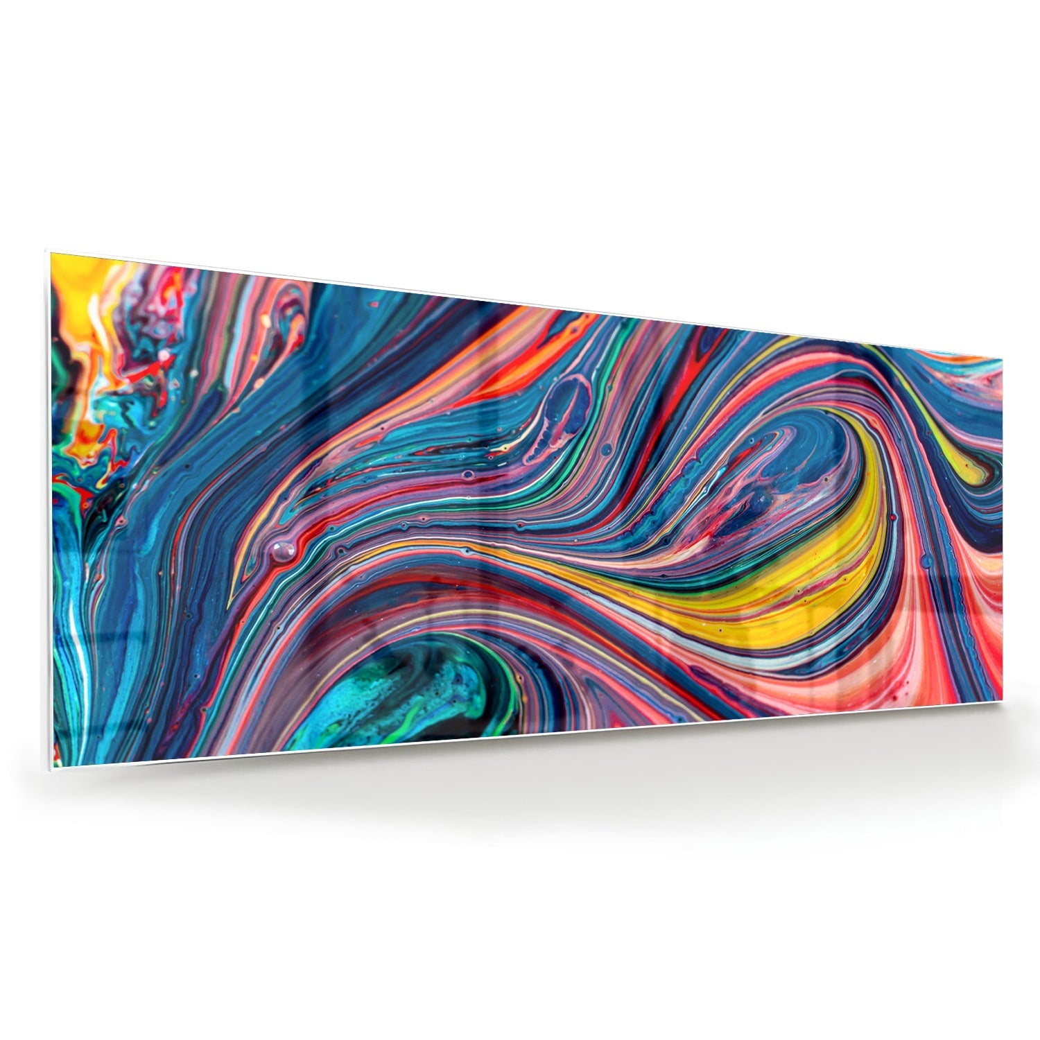 Farbenfrohes abstraktes Glasbild für ein modernes Interieur – Glasbild aus Sicherheitsglas, Größe 60x60