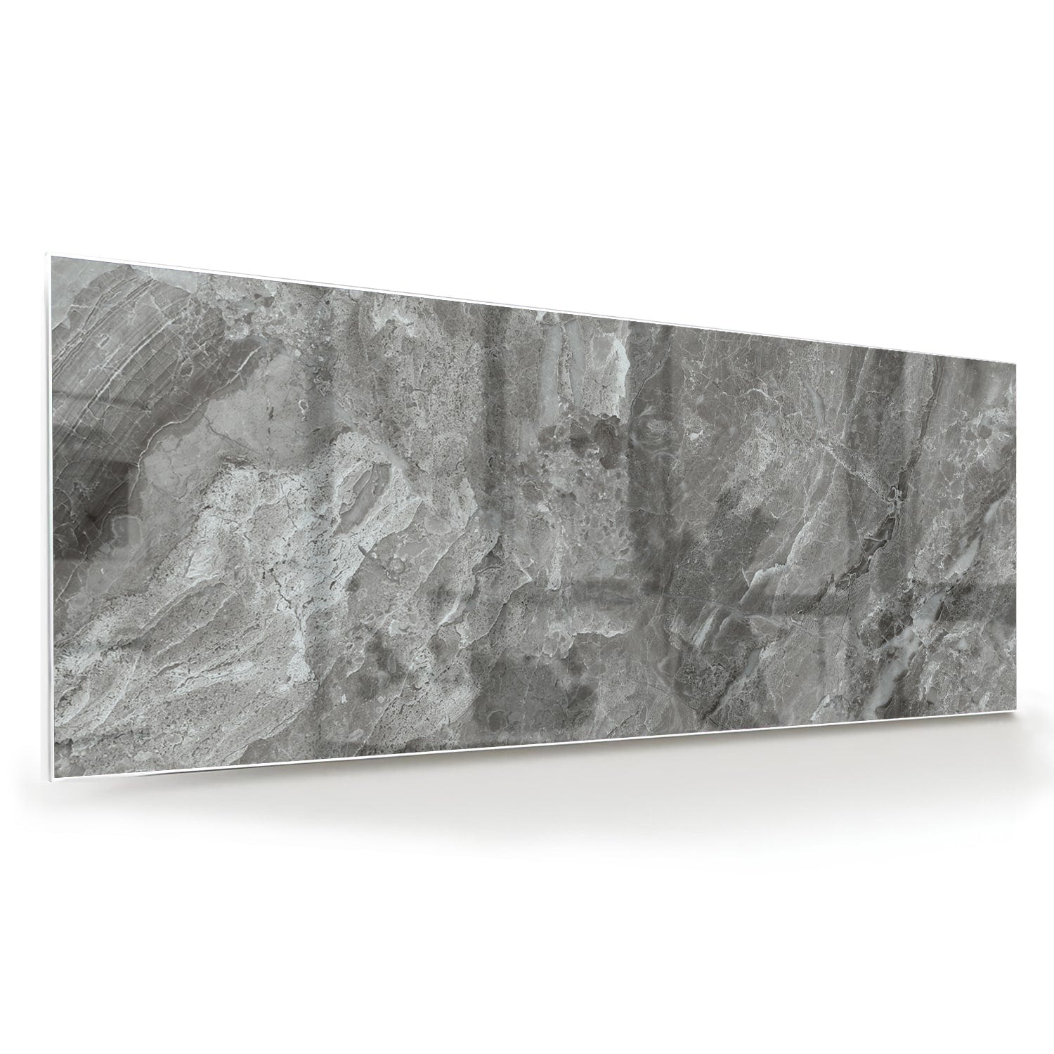 Stilvolles Glasbild mit grauer Marmorstruktur – Glasbild aus Sicherheitsglas, Größe 60x60