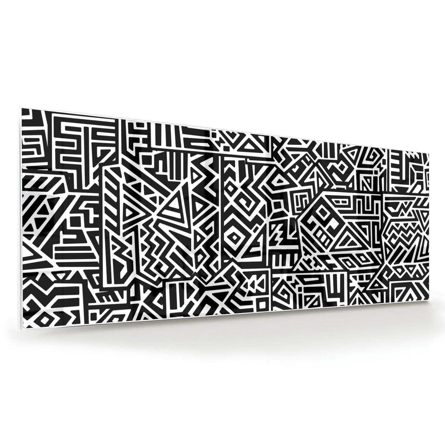 Schwarz-Weiß-Glasbild mit modernem Muster – Glasbild aus Sicherheitsglas, Größe 60x60