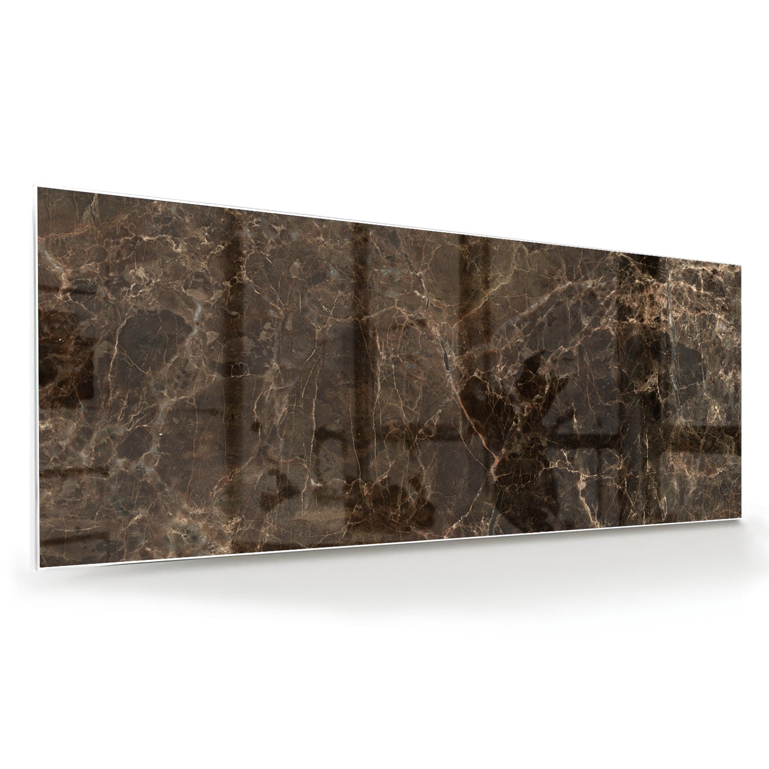 Glasbild mit Marmormotiv in braun – Glasbild aus Sicherheitsglas, Größe 60x60