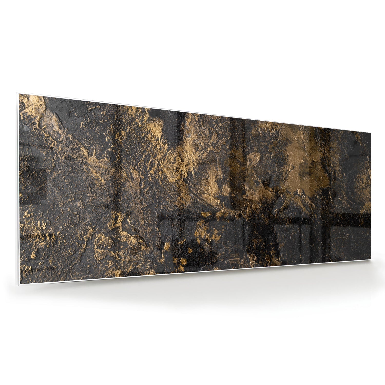 Modernes Glasbild mit goldenen Akzenten – Glasbild aus Sicherheitsglas, Größe 60x60