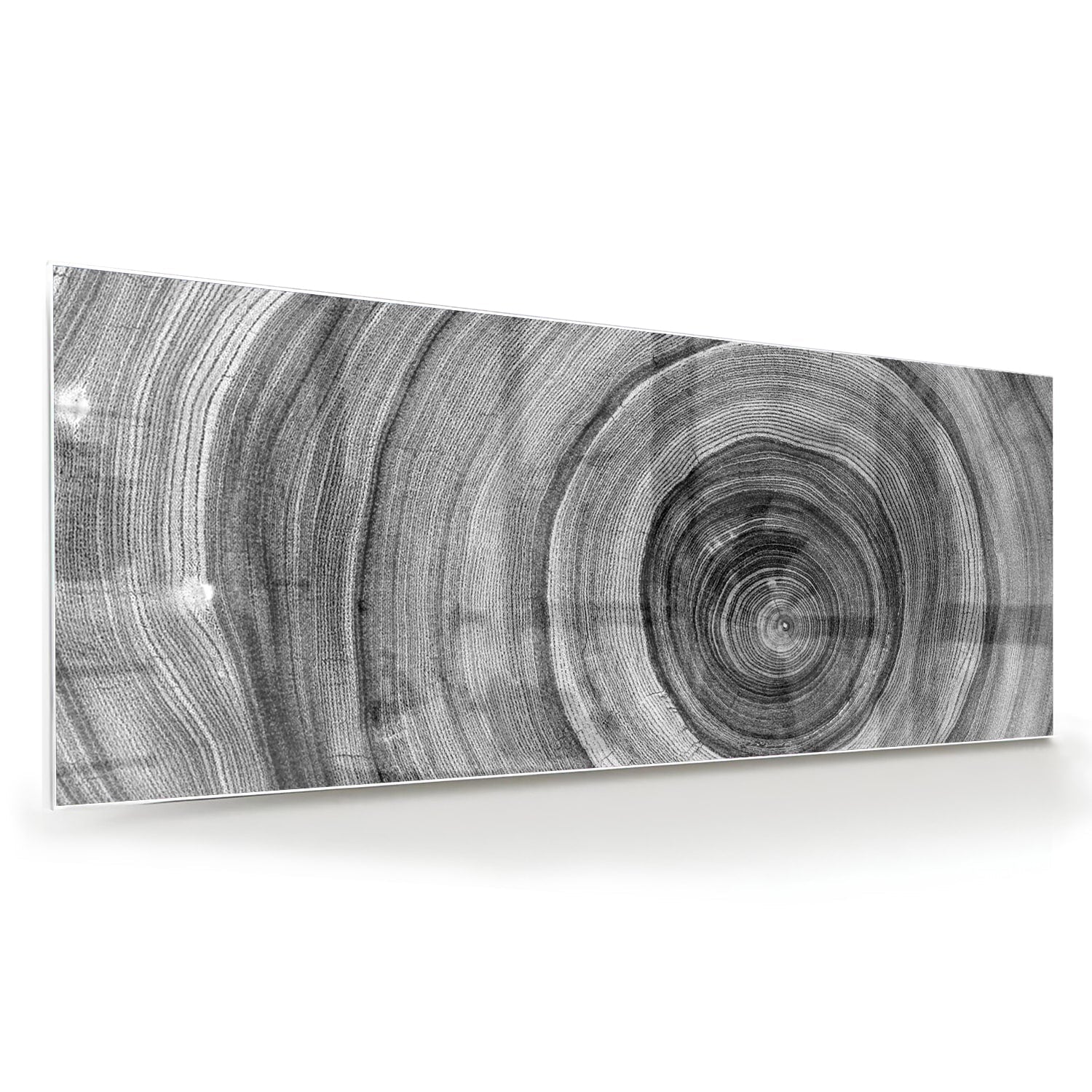 Abstraktes graues Glasbild mit Kreisen – Glasbild aus Sicherheitsglas, Größe 60x60