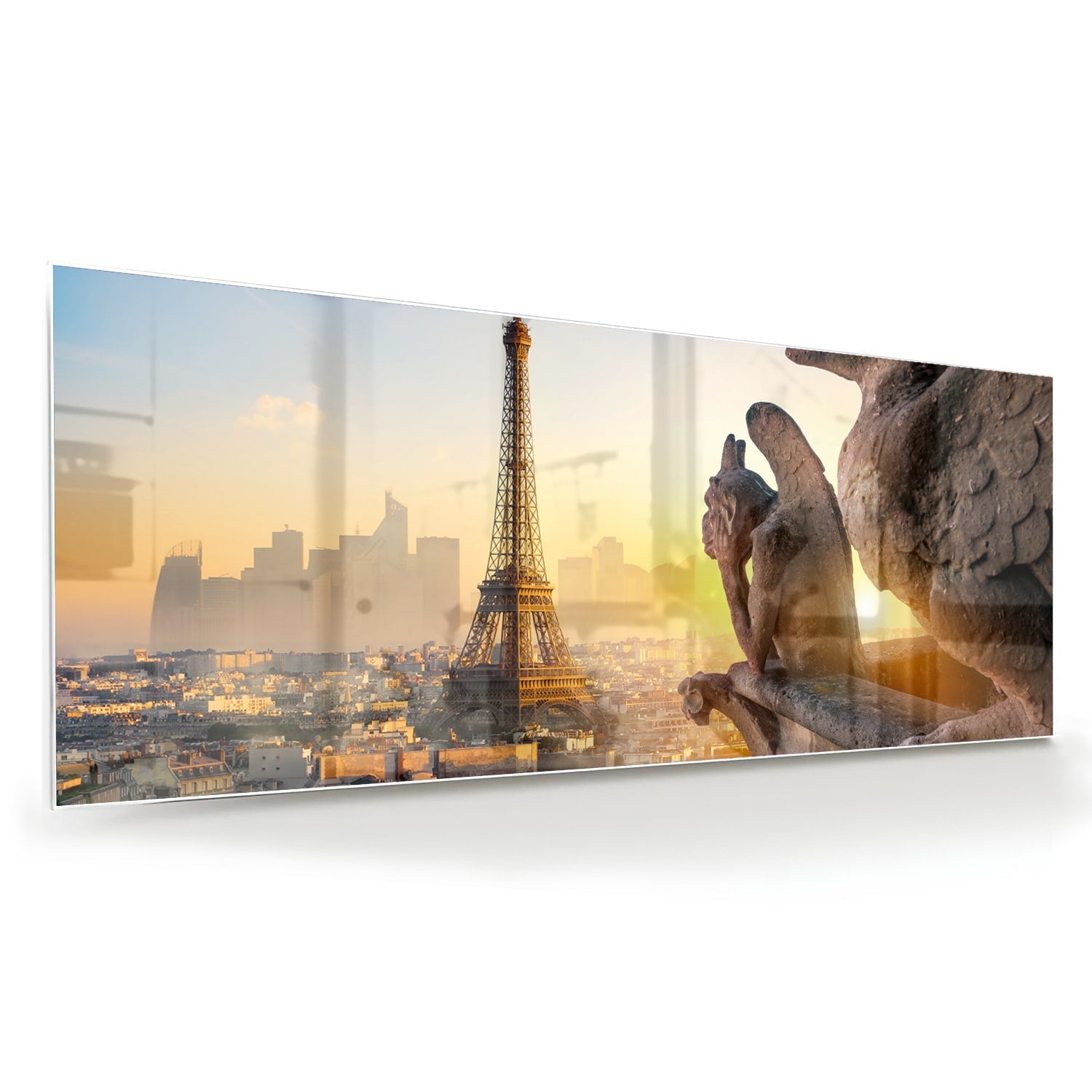 Glasbild mit dem Eiffelturm bei Sonnenuntergang – Glasbild aus Sicherheitsglas, Größe 60x60