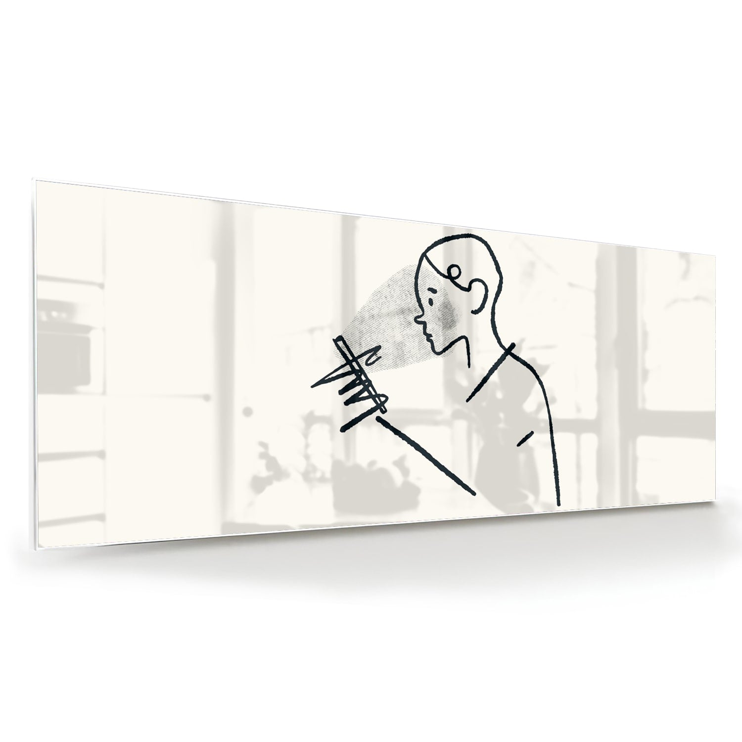 Minimalistisches Glasbild mit Linienzeichnungen – Glasbild aus Sicherheitsglas, Größe 60x60