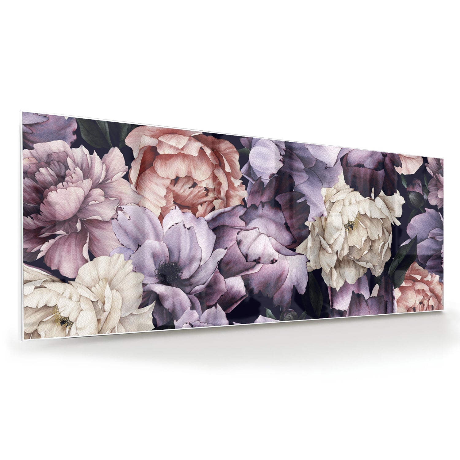 Glasbild mit wunderschönen violetten Blumen – Glasbild aus Sicherheitsglas, Größe 60x60