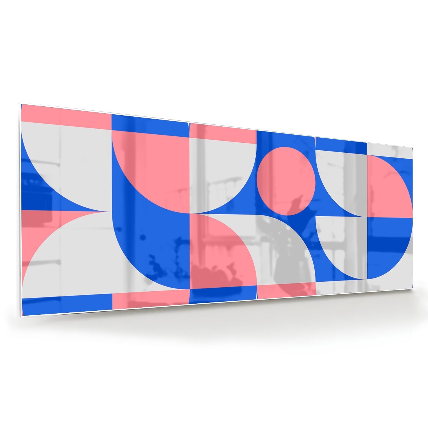 Abstraktes Glasbild mit blauen und rosa Farbtönen – Glasbild aus Sicherheitsglas, Größe 60x60