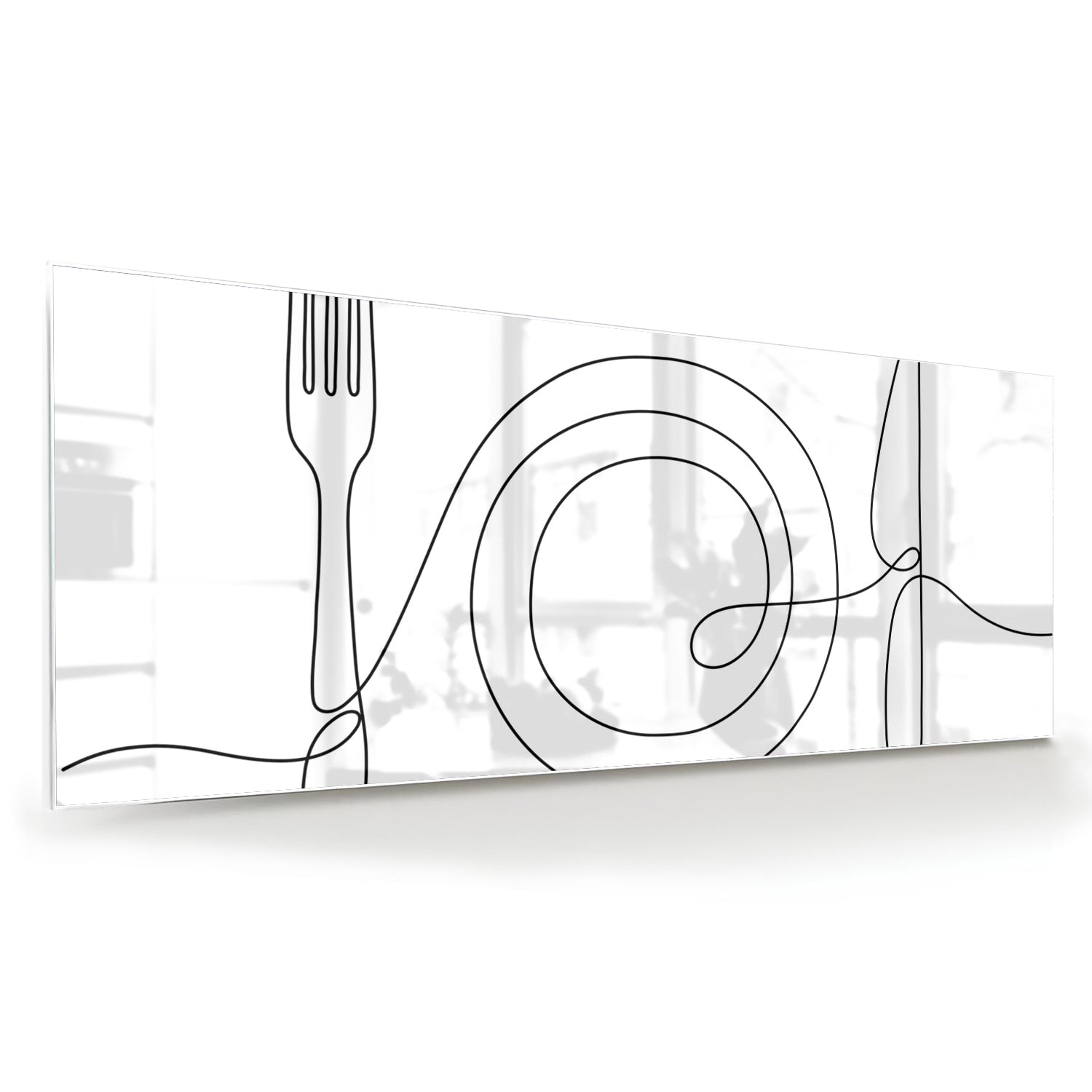 Minimalistisches Glasbild mit Besteckmotiv – Glasbild aus Sicherheitsglas, Größe 60x60