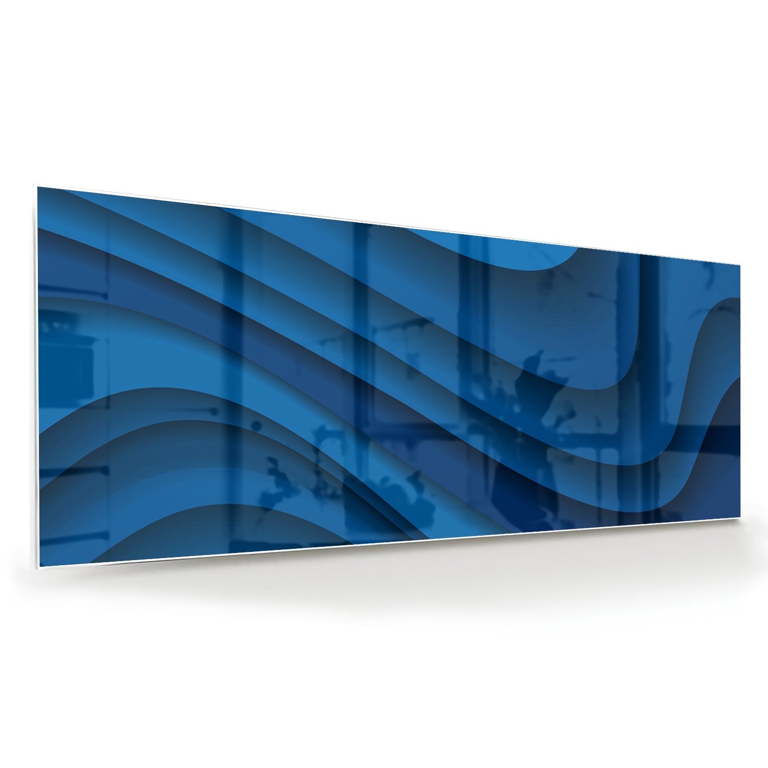 Modernes Glasbild in verschiedenen Blautönen – Glasbild aus Sicherheitsglas, Größe 60x60