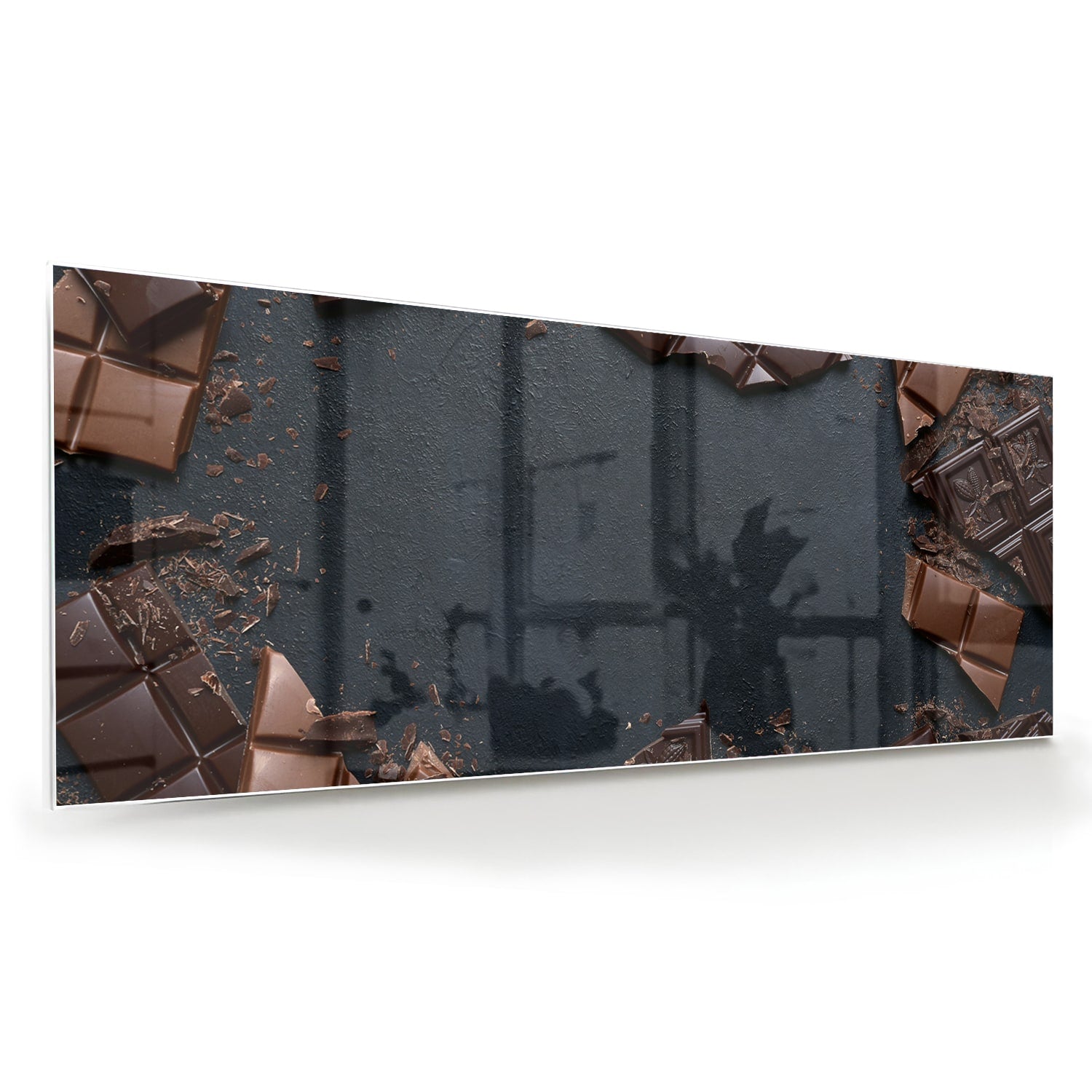 Glasbild mit Schokoladenmotiv für moderne Innenräume – Glasbild aus Sicherheitsglas, Größe 60x60