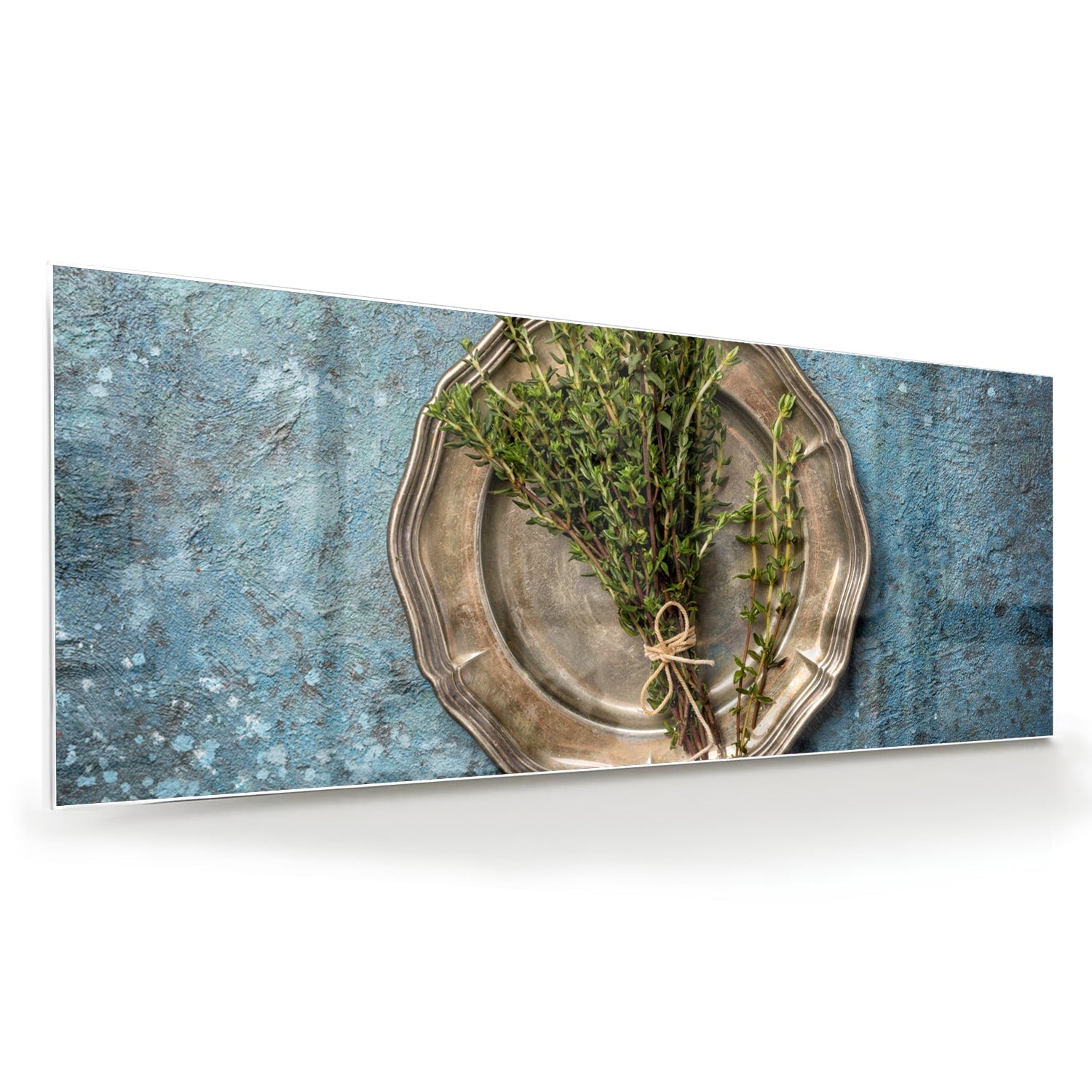 Glasbild mit Grünpflanze in einer antiken Schale – Glasbild aus Sicherheitsglas, Größe 60x60
