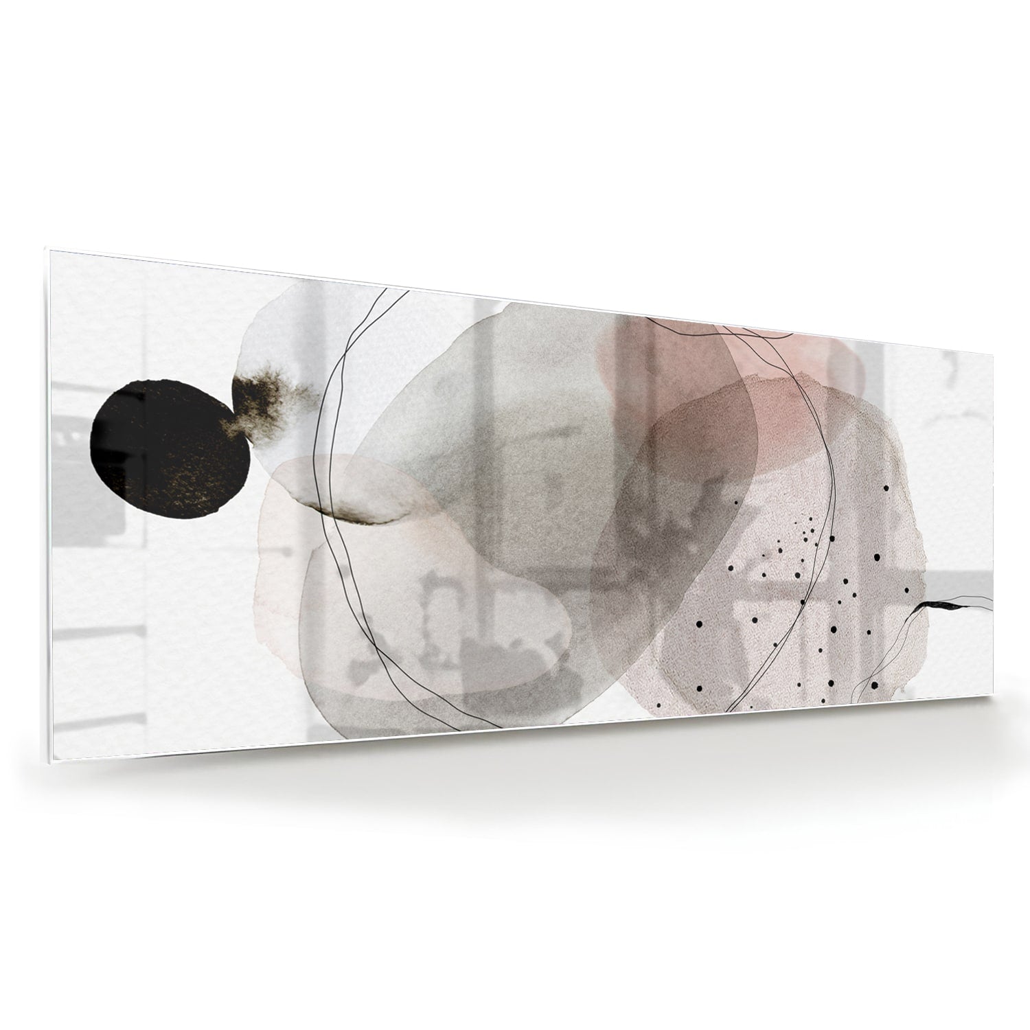 Abstraktes Glasbild mit organischen Formen – Glasbild aus Sicherheitsglas, Größe 60x60