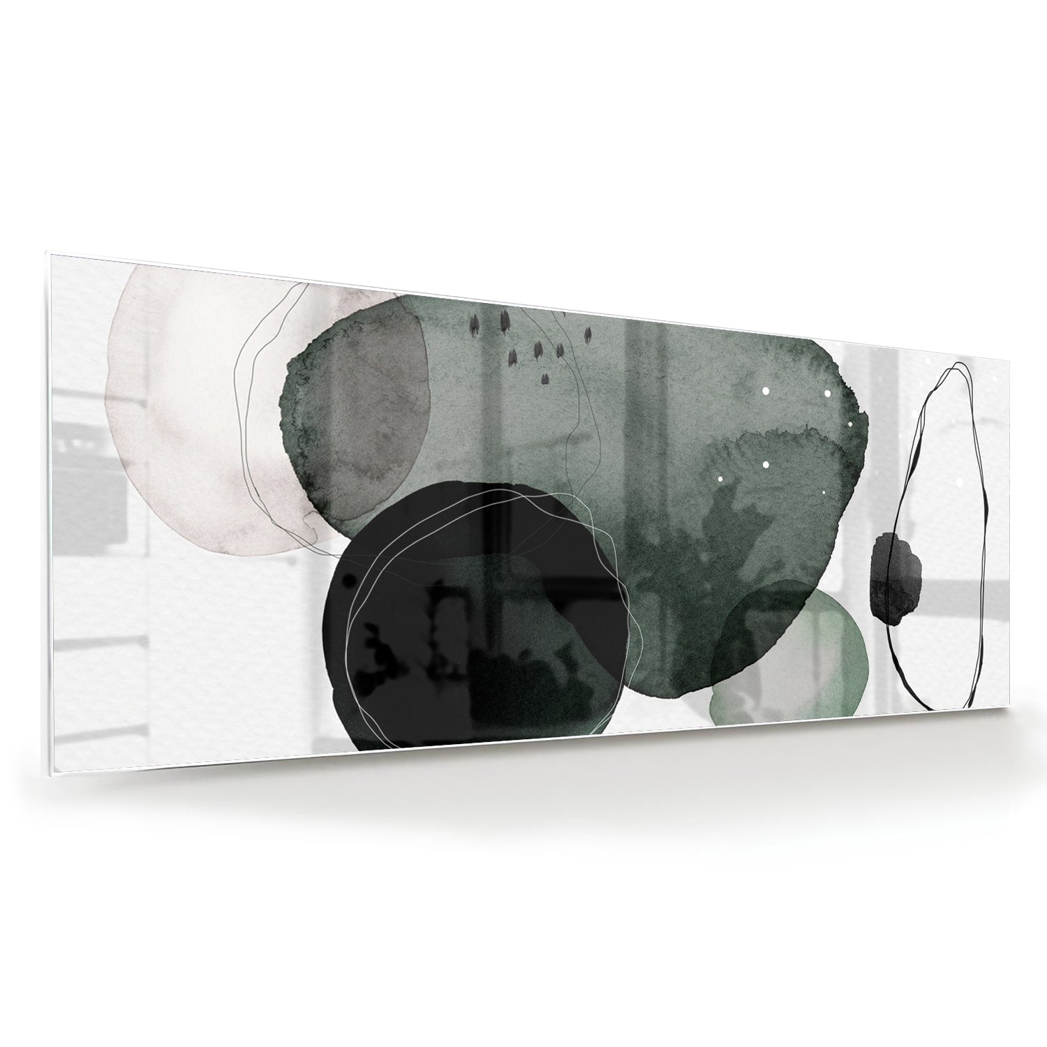 Abstraktes Glasbild in grünen Farbtönen – Glasbild aus Sicherheitsglas, Größe 60x60