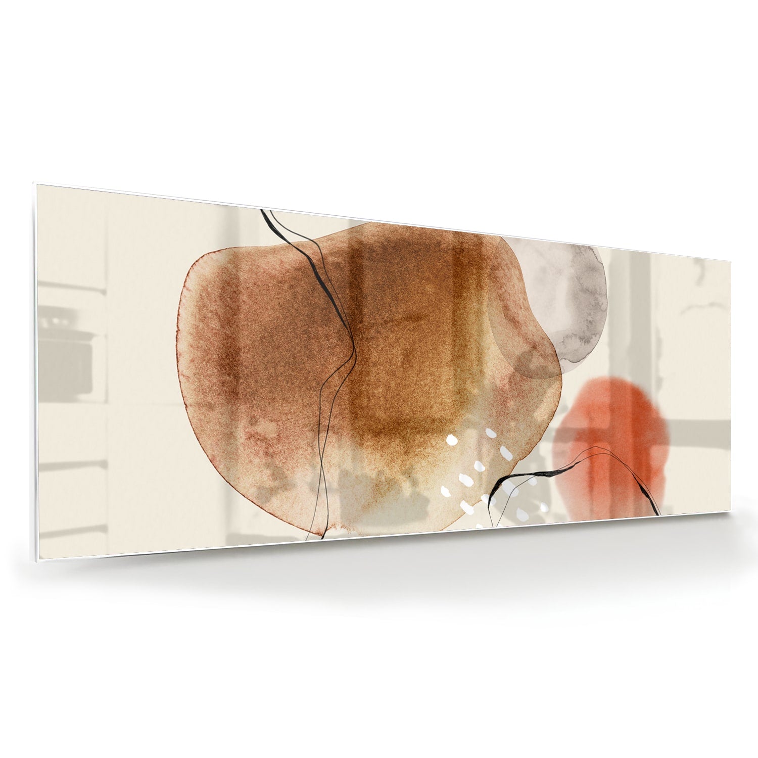 Abstraktes Glasbild in Erdtönen – Glasbild aus Sicherheitsglas, Größe 60x60