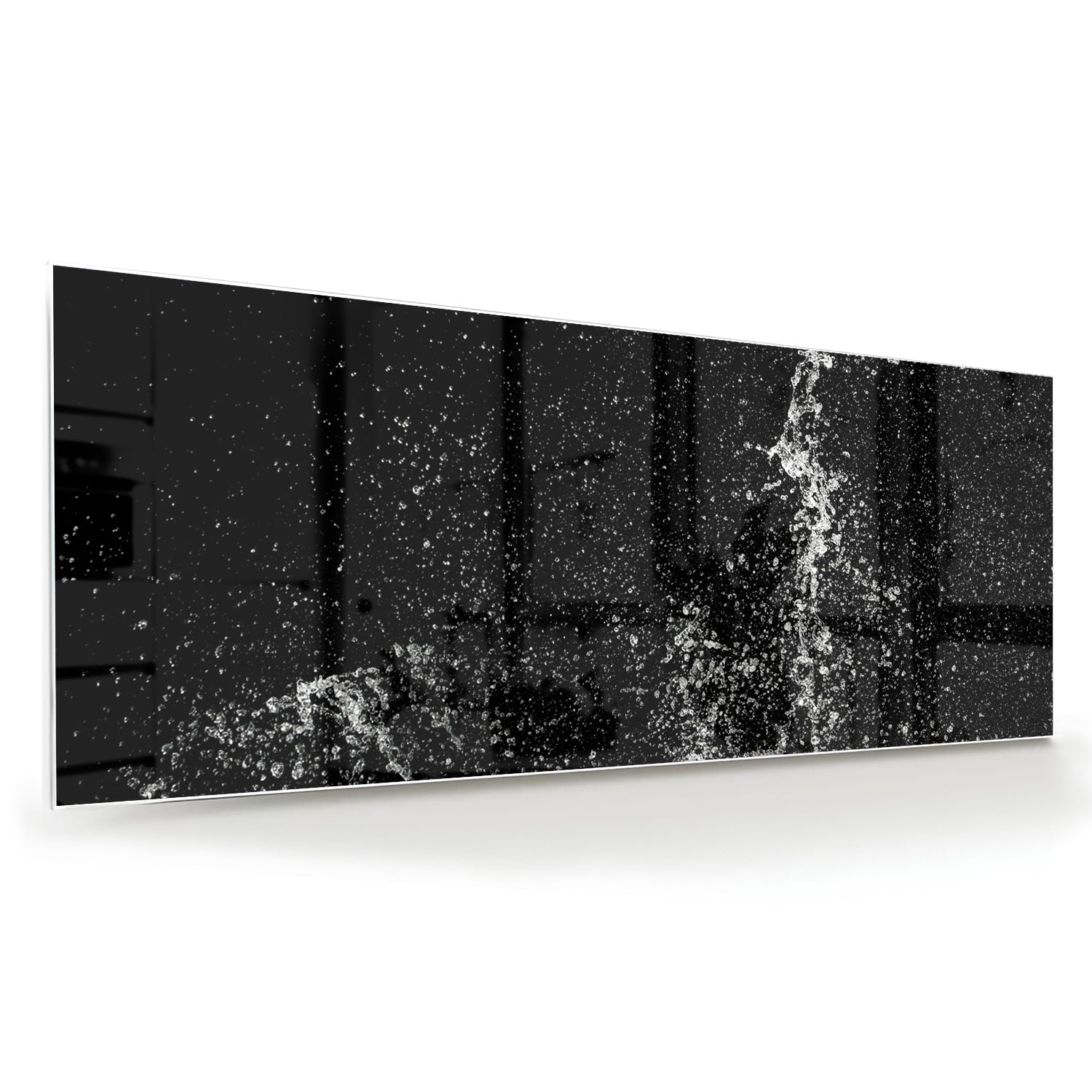 Schwarz-Weiß-Glasbild mit Spritzwassereffekt – Glasbild aus Sicherheitsglas, Größe 60x60