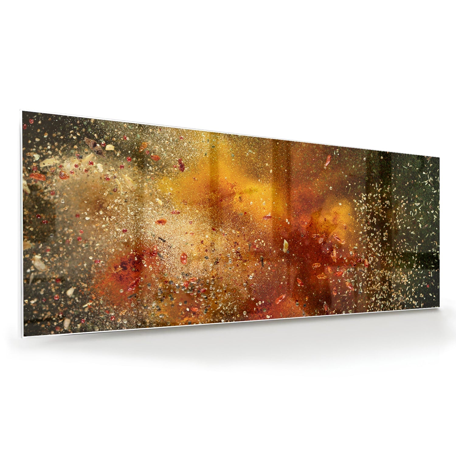 Abstraktes Glasbild mit warmen Farben – Glasbild aus Sicherheitsglas, Größe 60x60