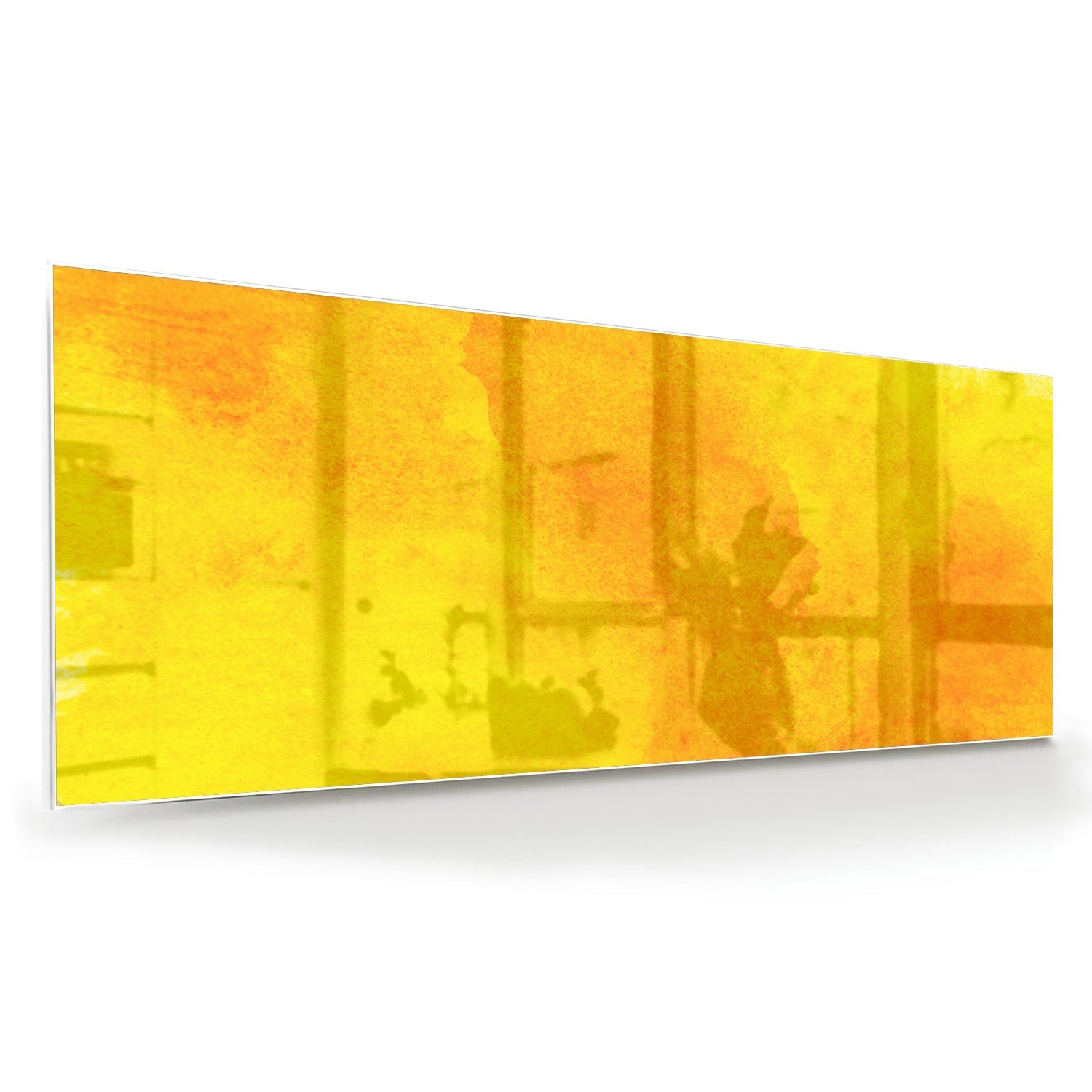 Leuchtend gelbes Glasbild für ein geradliniges Interieur – Glasbild aus Sicherheitsglas, Größe 60x60