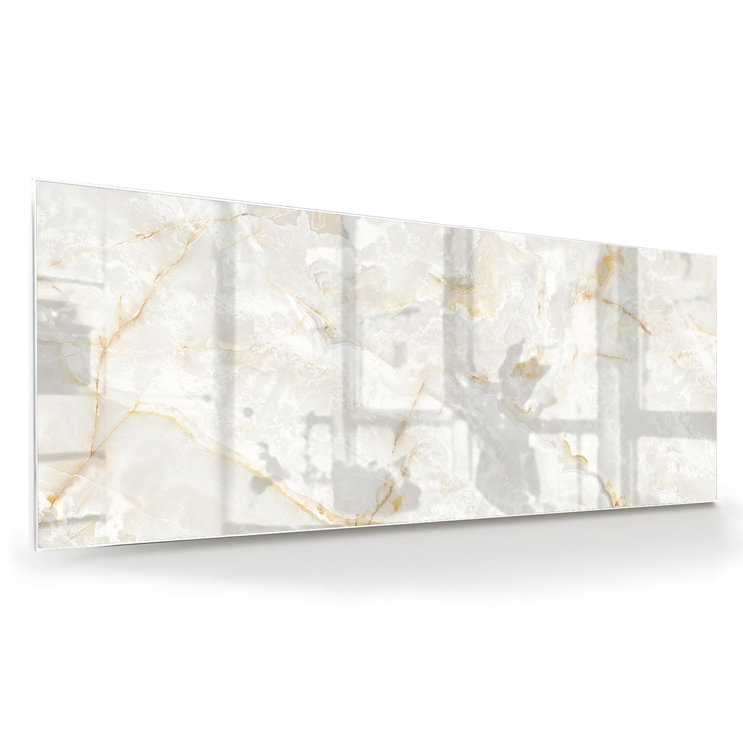 Elegantes Glasbild mit Gold und Grau – Glasbild aus Sicherheitsglas, Größe 60x60