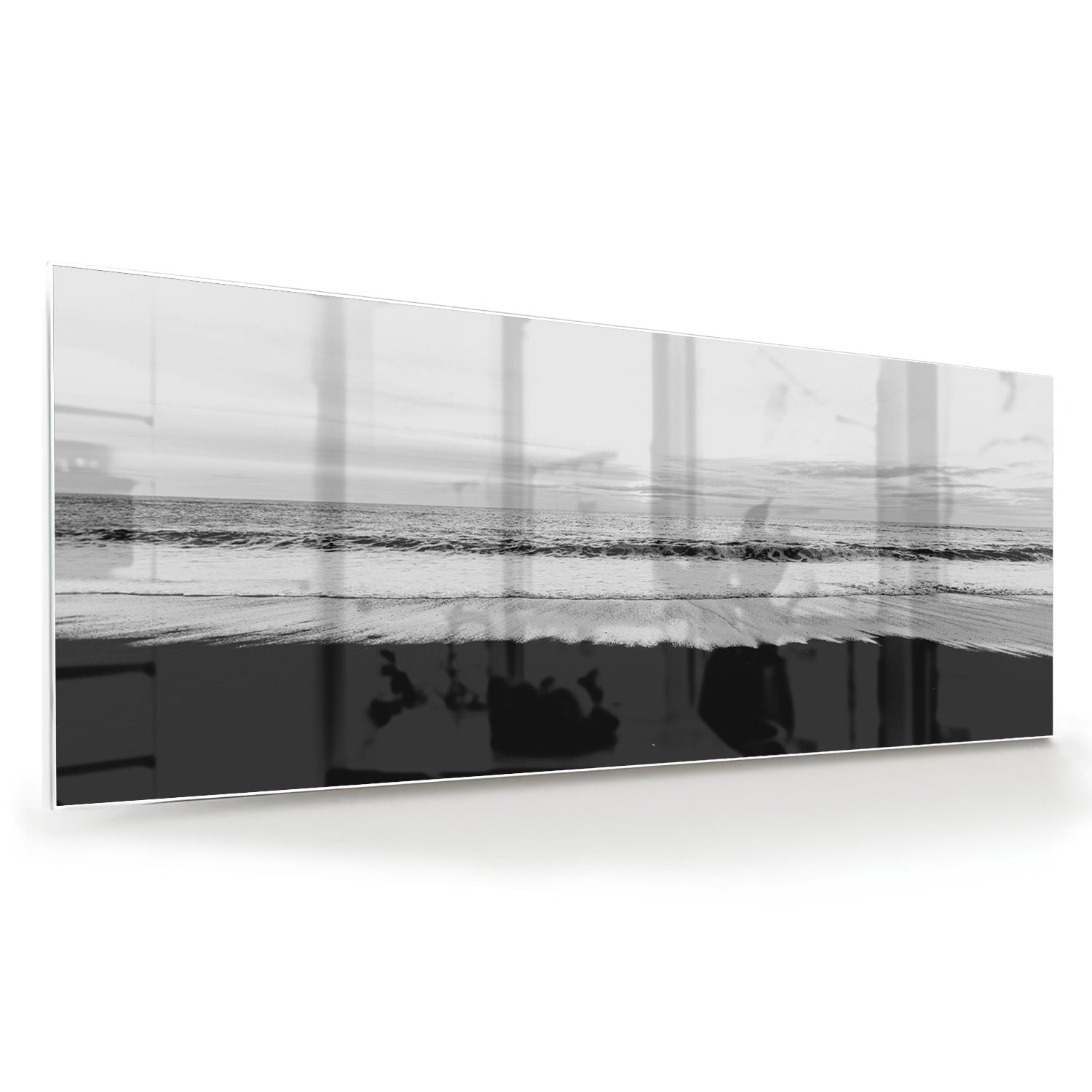 Minimalistisches Schwarz-Weiß-Glasbild – Glasbild aus Sicherheitsglas, Größe 60x60