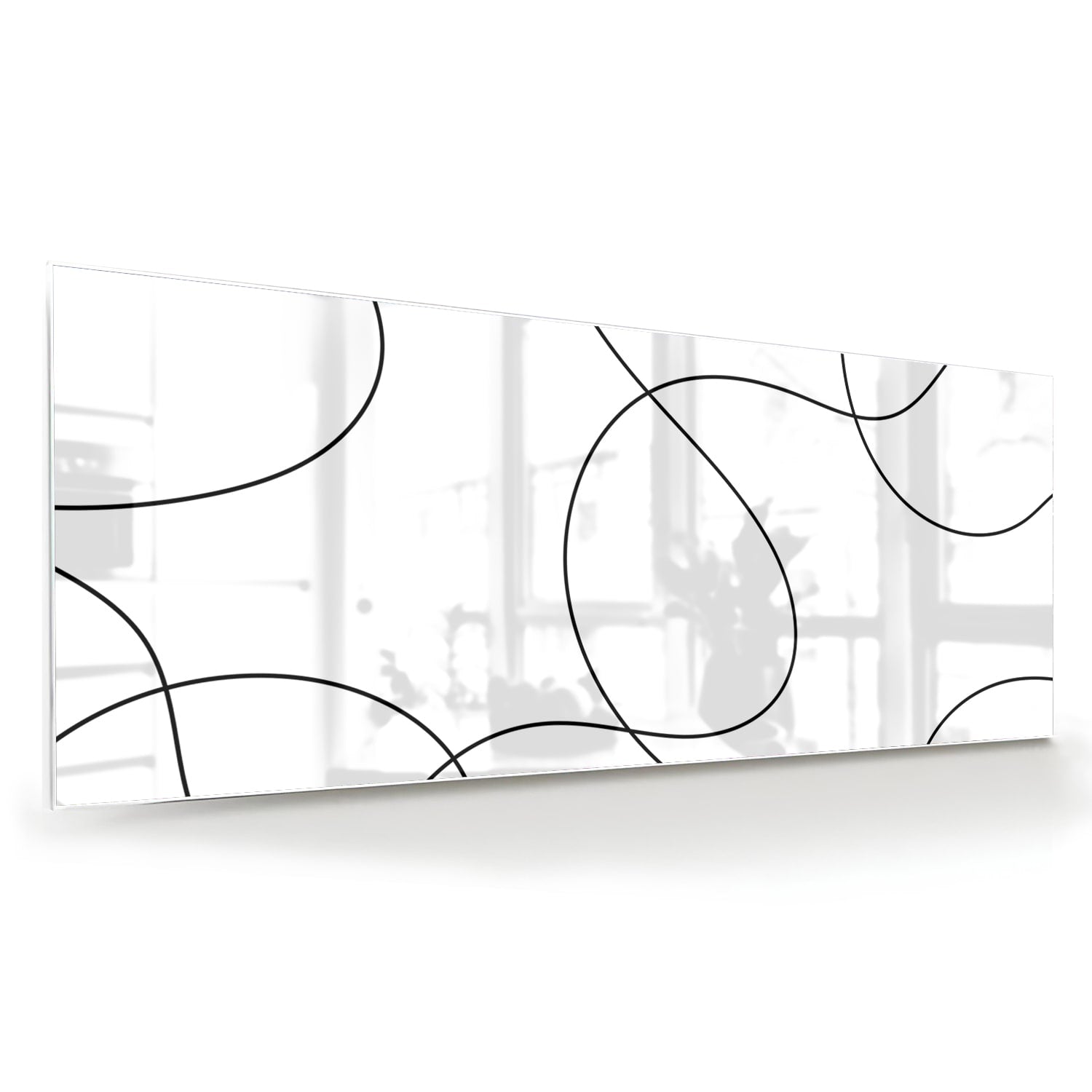 Modernes Glasbild mit schwarzen Linien – Glasbild aus Sicherheitsglas, Größe 60x60