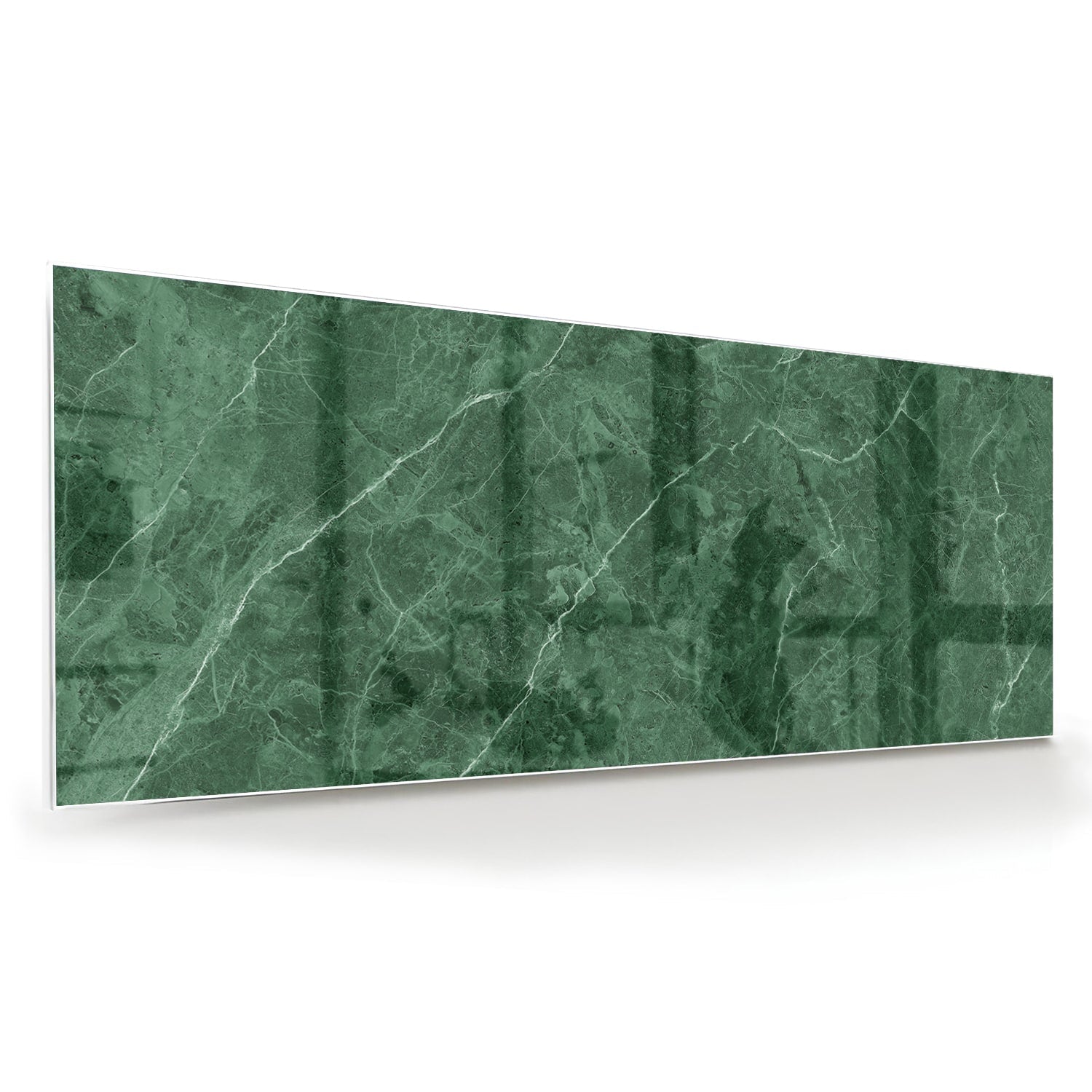 Grünes Glasbild mit Marmoroptik – Glasbild aus Sicherheitsglas, Größe 60x60