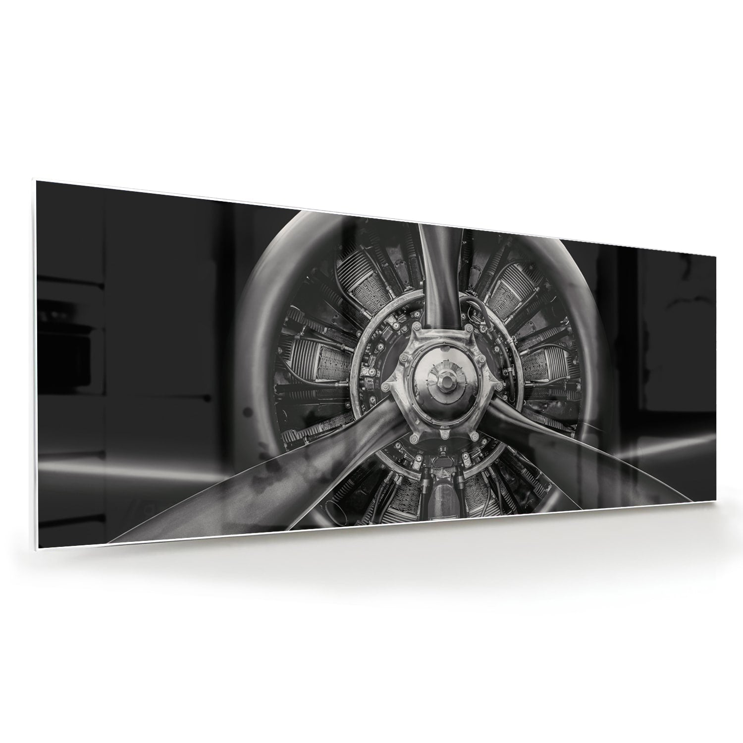 Glasbild mit einem Vintage-Propeller – Glasbild aus Sicherheitsglas, Größe 60x60