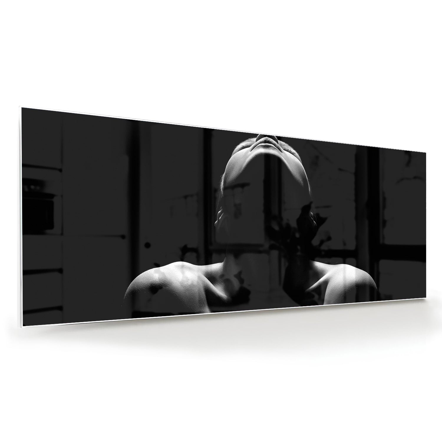 Schwarz-Weiß-Glasbild mit mystischen weiblichen Figuren – Glasbild aus Sicherheitsglas, Größe 60x60
