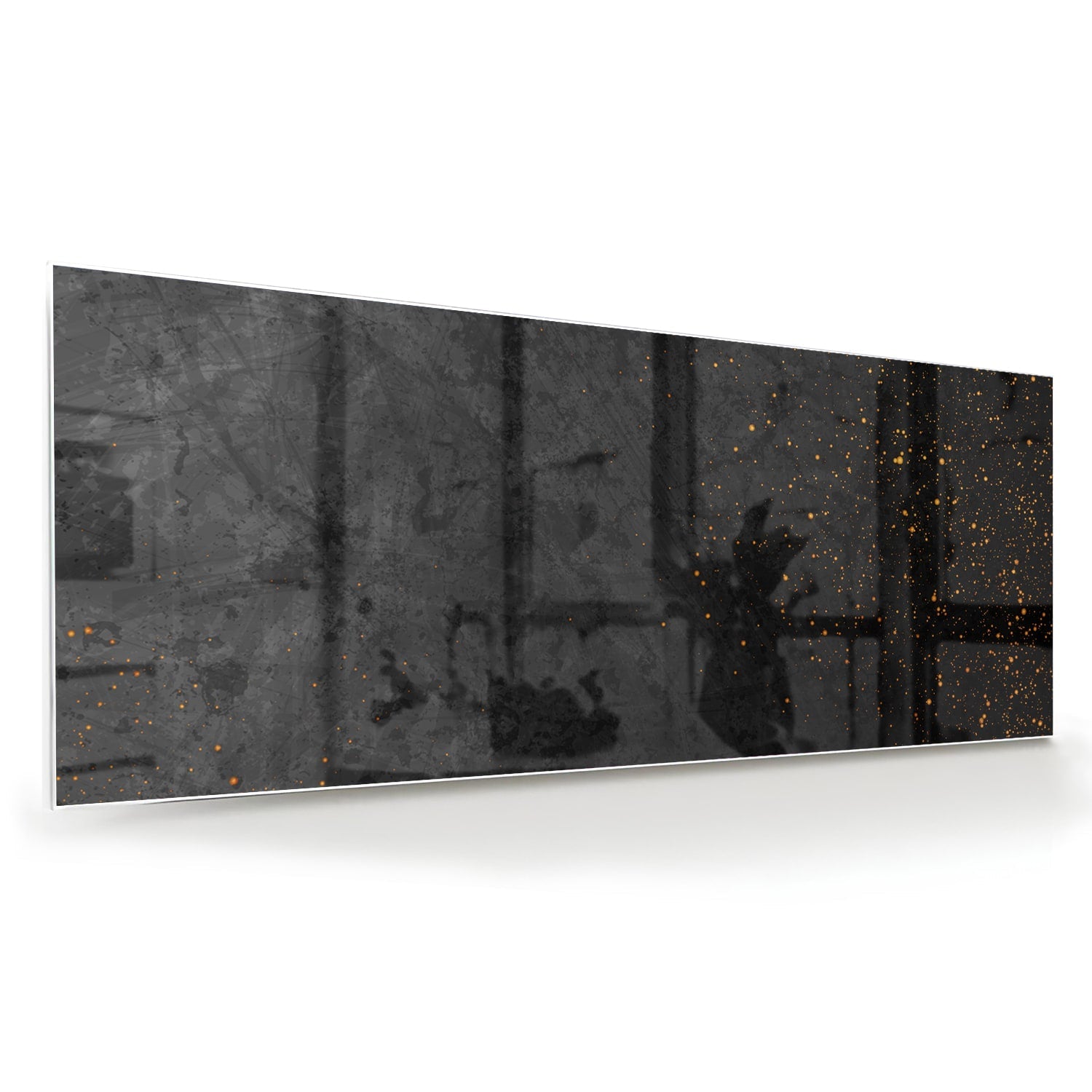 Modernes Glasbild mit dunklem Design und goldenen Akzenten – Glasbild aus Sicherheitsglas, Größe 60x60