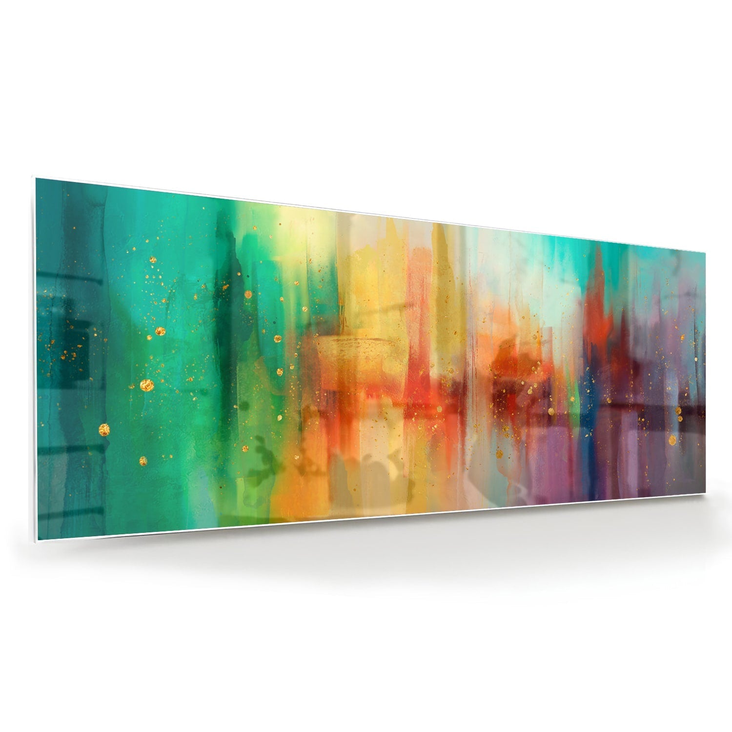 Farbenfrohes Glasbild mit abstrakten Formen – Glasbild aus Sicherheitsglas, Größe 60x60