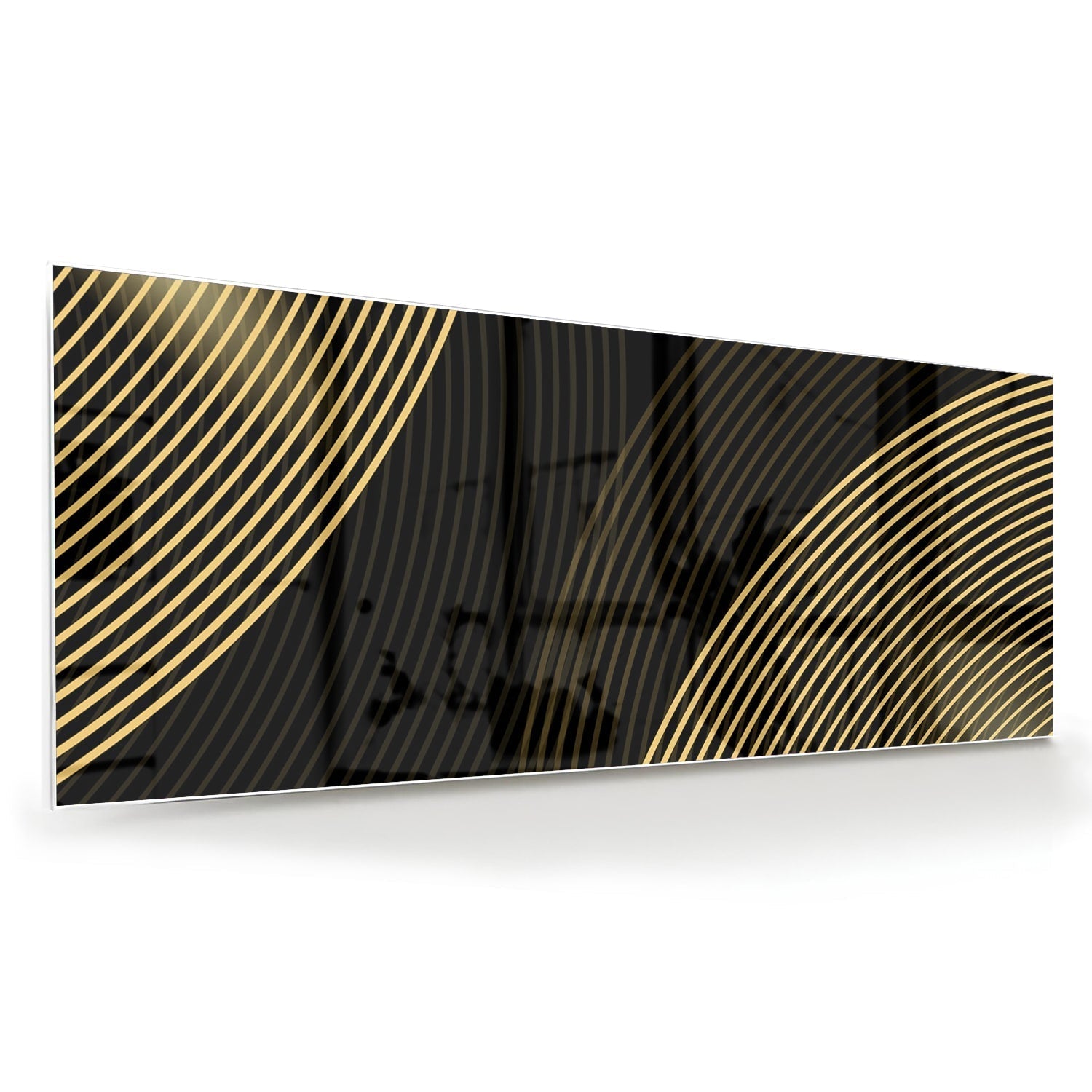 Geradliniges Glasbild mit goldenen Linien