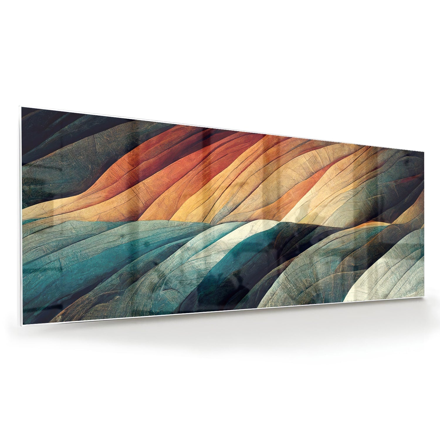 Abstraktes Glasbild mit farbenfrohen Wellen – Glasbild aus Sicherheitsglas, Größe 60x60