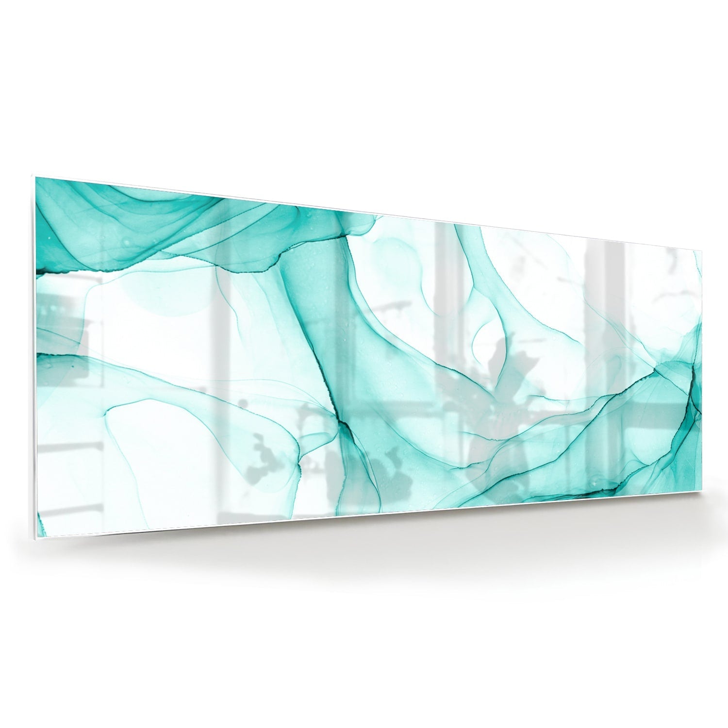 Hellblaues abstraktes Glasbild für elegante Innenräume – Glasbild aus Sicherheitsglas, Größe 60x60