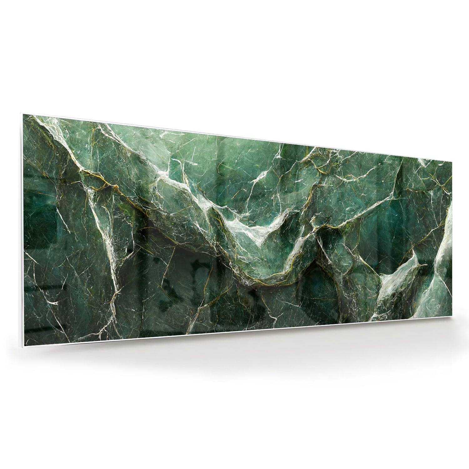Glasbild mit grüner Marmoroptik – Glasbild aus Sicherheitsglas, Größe 60x60