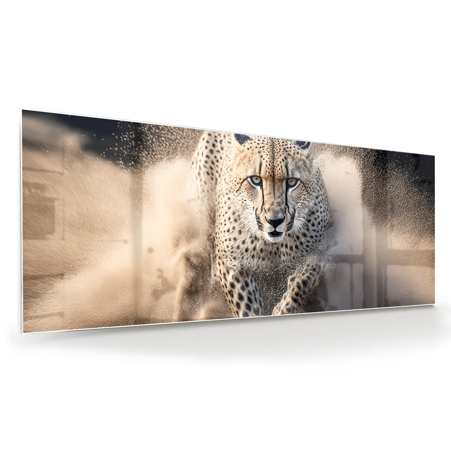 Dynamisches Glasbild mit einem Geparden – Glasbild aus Sicherheitsglas, Größe 60x60