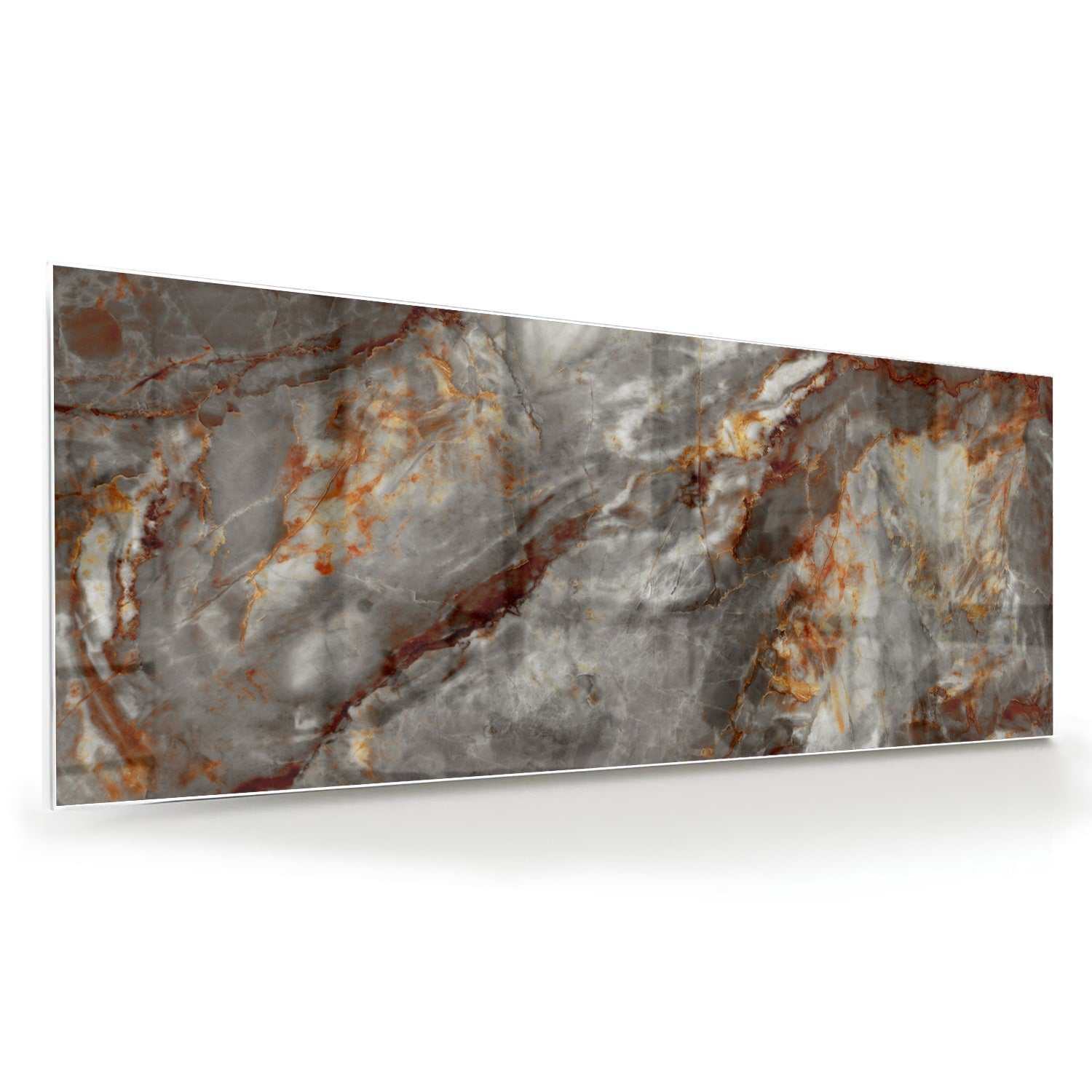 Glänzendes Glasbild mit Marmoroptik in Grau – Glasbild aus Sicherheitsglas, Größe 60x60