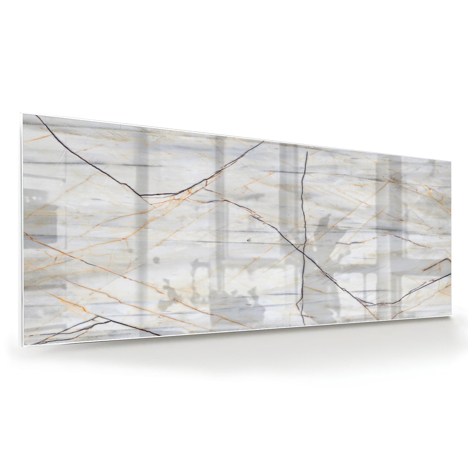 Elegantes Glasbild mit Marmoroptik – Glasbild aus Sicherheitsglas, Größe 60x60