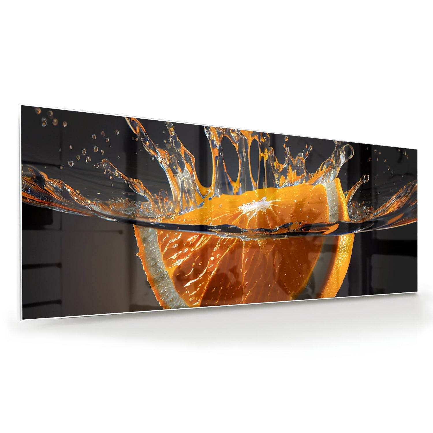 Dynamisches orangefarbenes Glasbild – Glasbild aus Sicherheitsglas, Größe 60x60