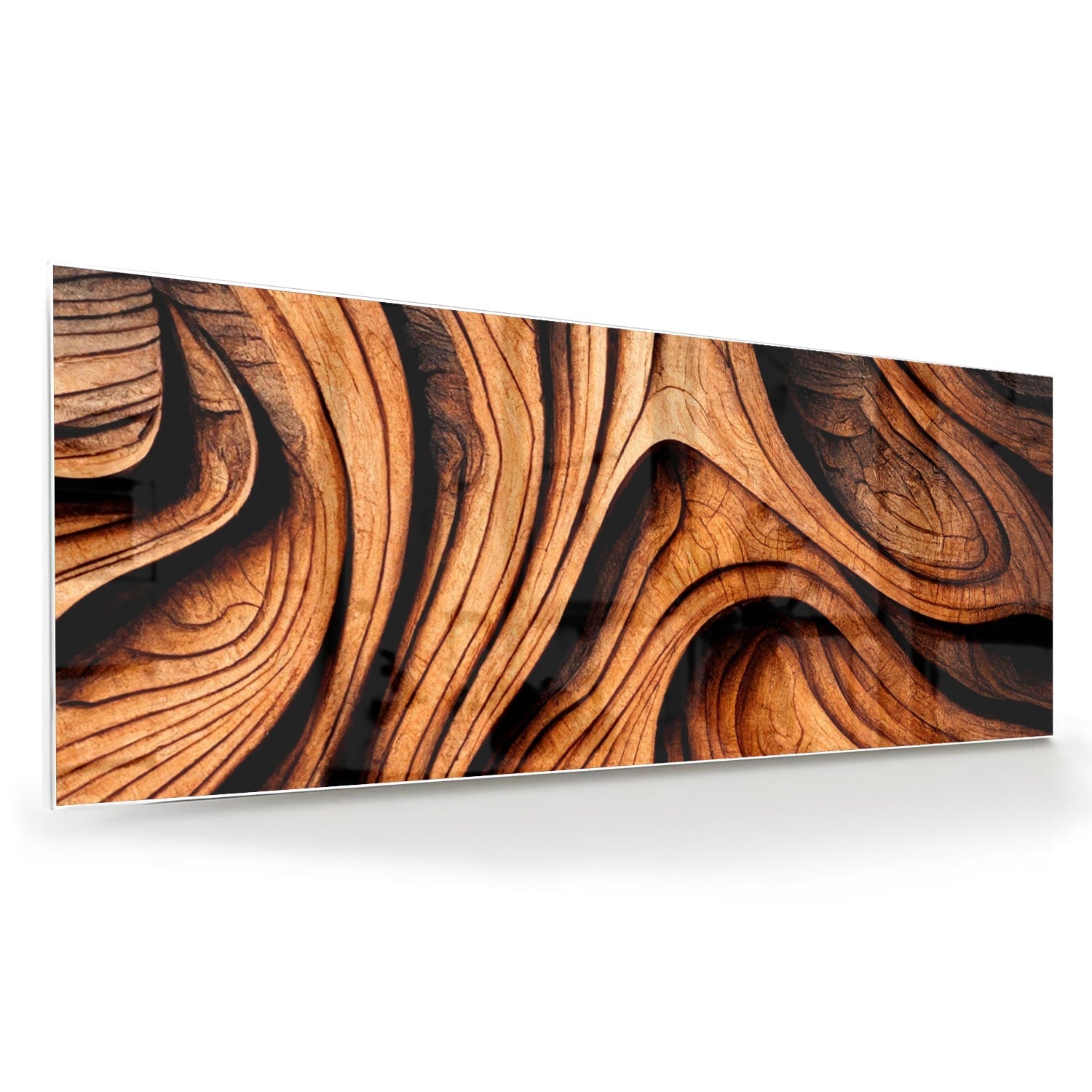 Elegantes Glasbild mit Holzstruktur – Glasbild aus Sicherheitsglas, Größe 60x60