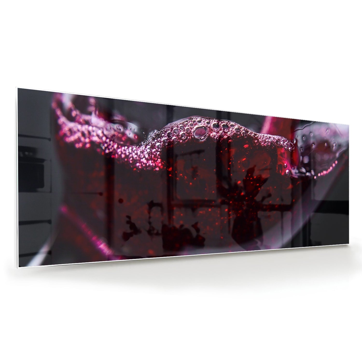Glasbild – Farbiger Rotwein in einem Glas – Glasbild aus Sicherheitsglas, Größe 60x60