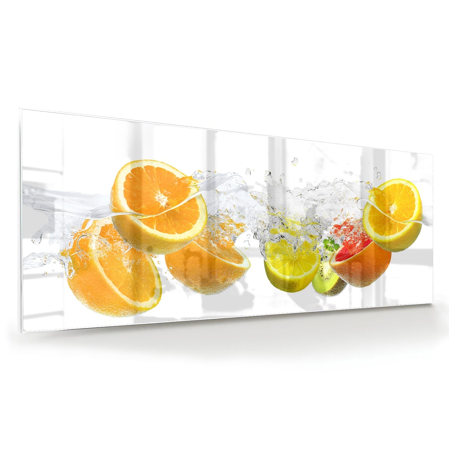 Erfrischendes Glasbild mit Zitrusfrüchten – Glasbild aus Sicherheitsglas, Größe 60x60