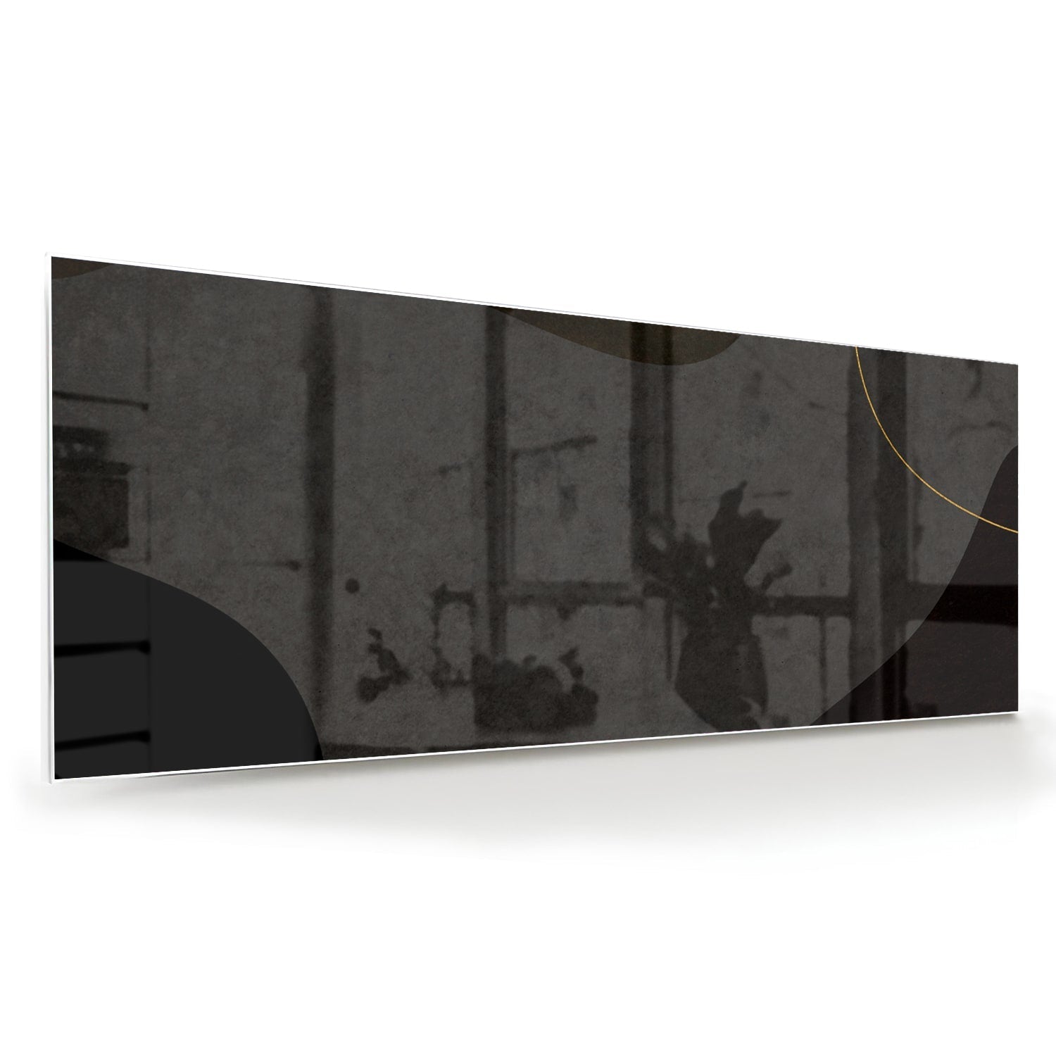 Modernes Glasbild mit abstrakten Formen in Schwarz – Glasbild aus Sicherheitsglas, Größe 60x60