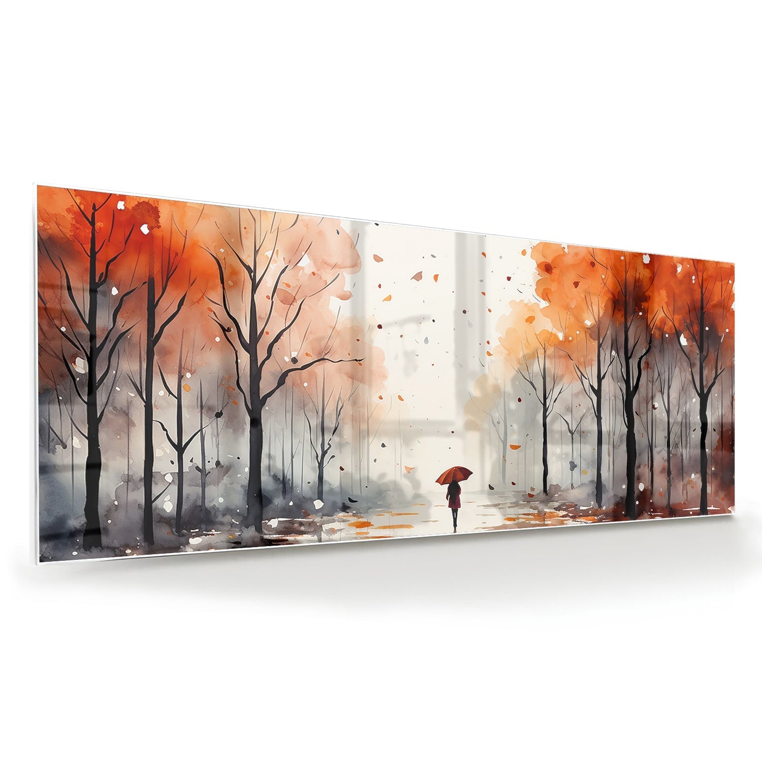 Zauberhaftes Glasbild mit Herbstlandschaft – Glasbild aus Sicherheitsglas, Größe 60x60