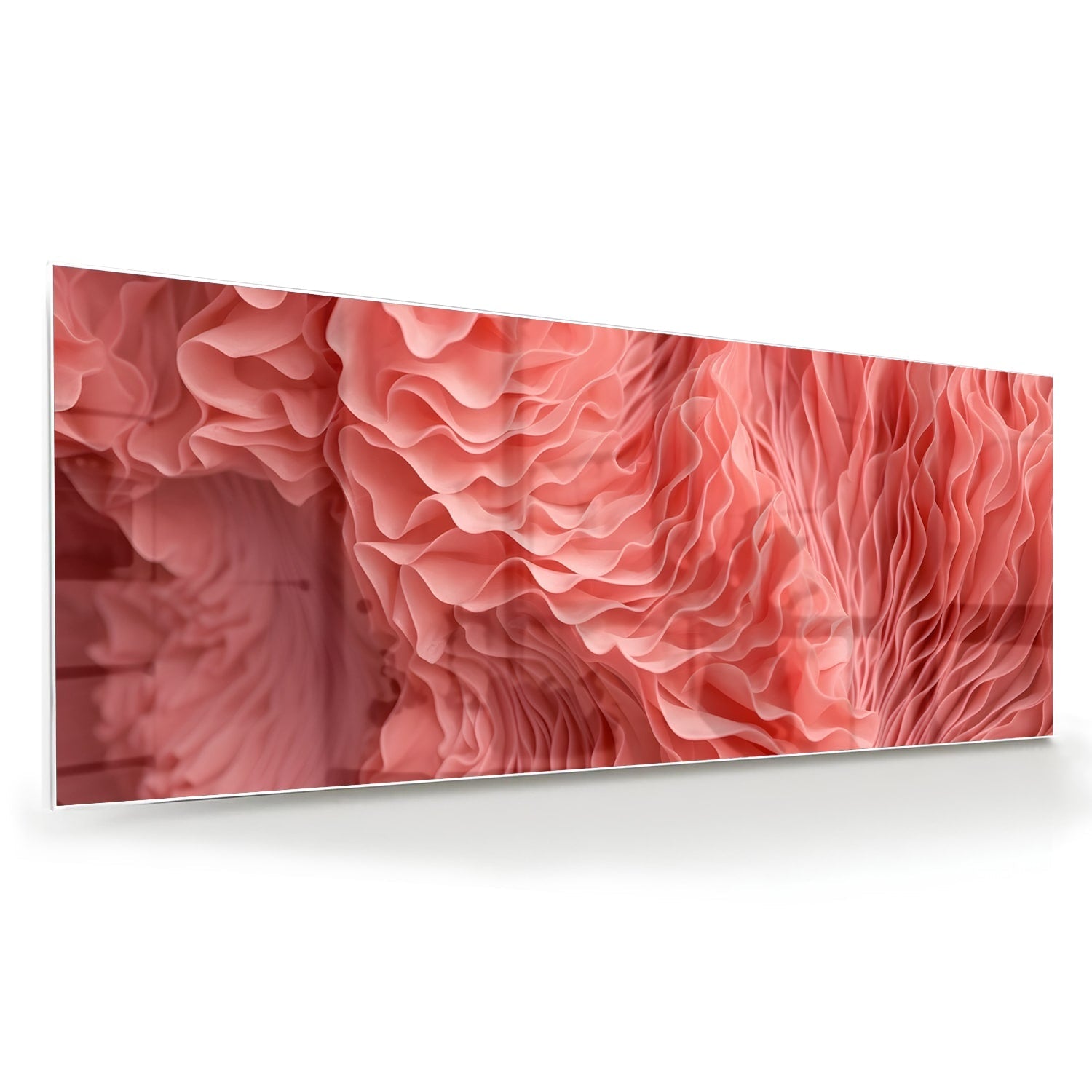 Abstraktes rosa Glasbild mit wellenförmigem Muster – Glasbild aus Sicherheitsglas, Größe 60x60