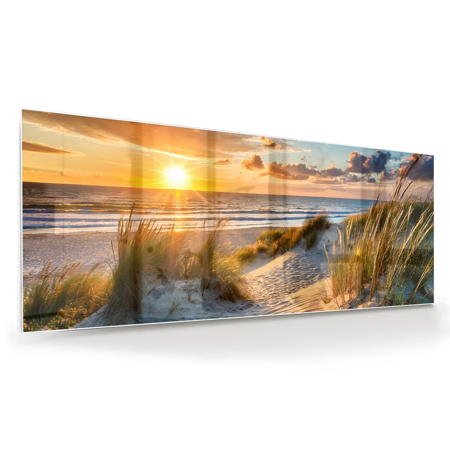 Glasbild – Sonnenuntergang am Strand – Glasbild aus Sicherheitsglas, Größe 60x60