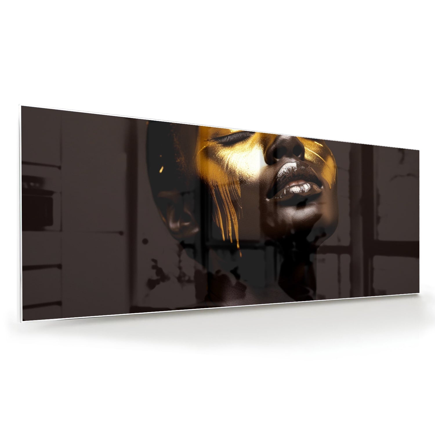 Elegantes Glasbild mit goldenen Akzenten – Glasbild aus Sicherheitsglas, Größe 60x60