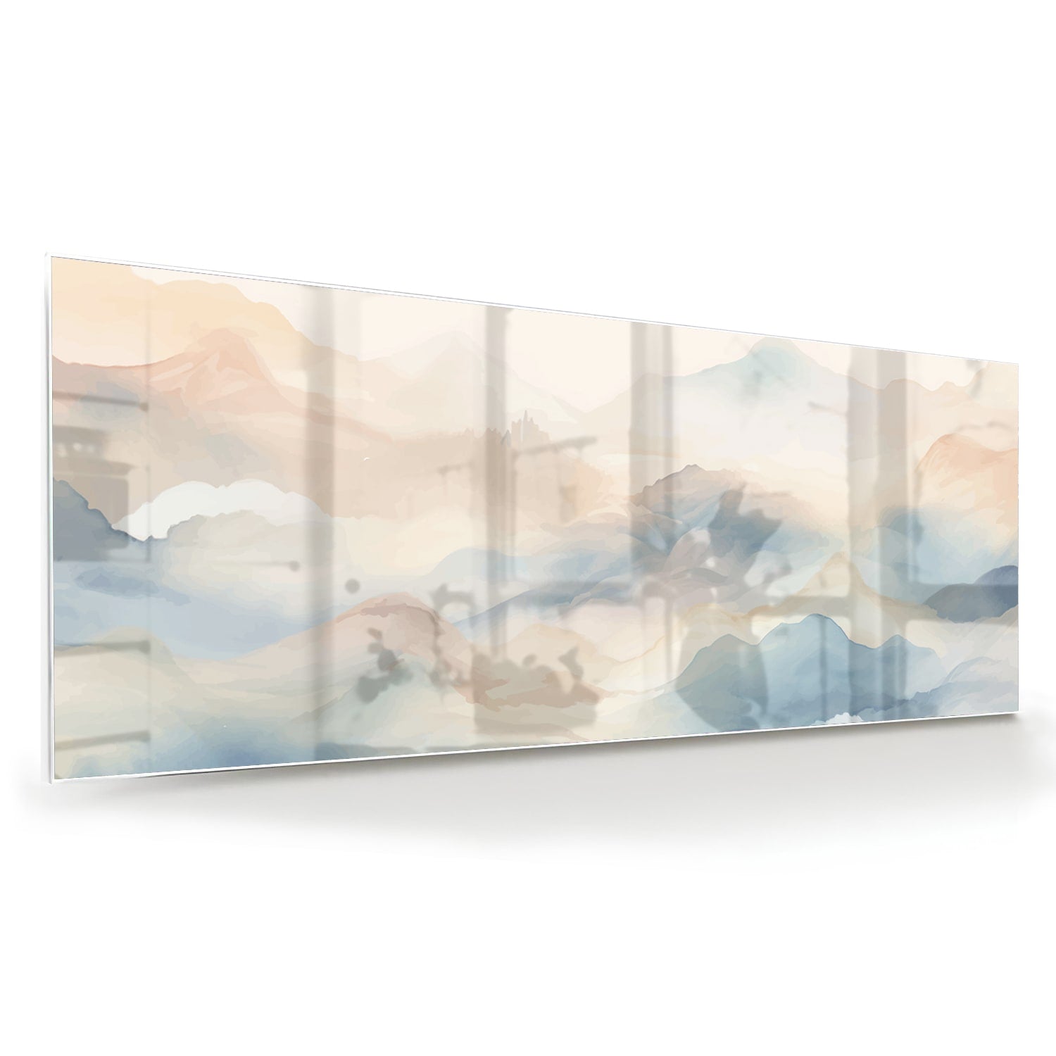 Glasbild mit träumerischer Berglandschaft – Glasbild aus Sicherheitsglas, Größe 60x60