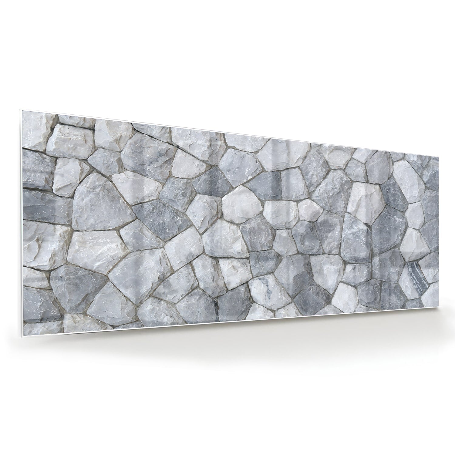 Elegantes Glasbild mit grauen Steinen – Glasbild aus Sicherheitsglas, Größe 60x60