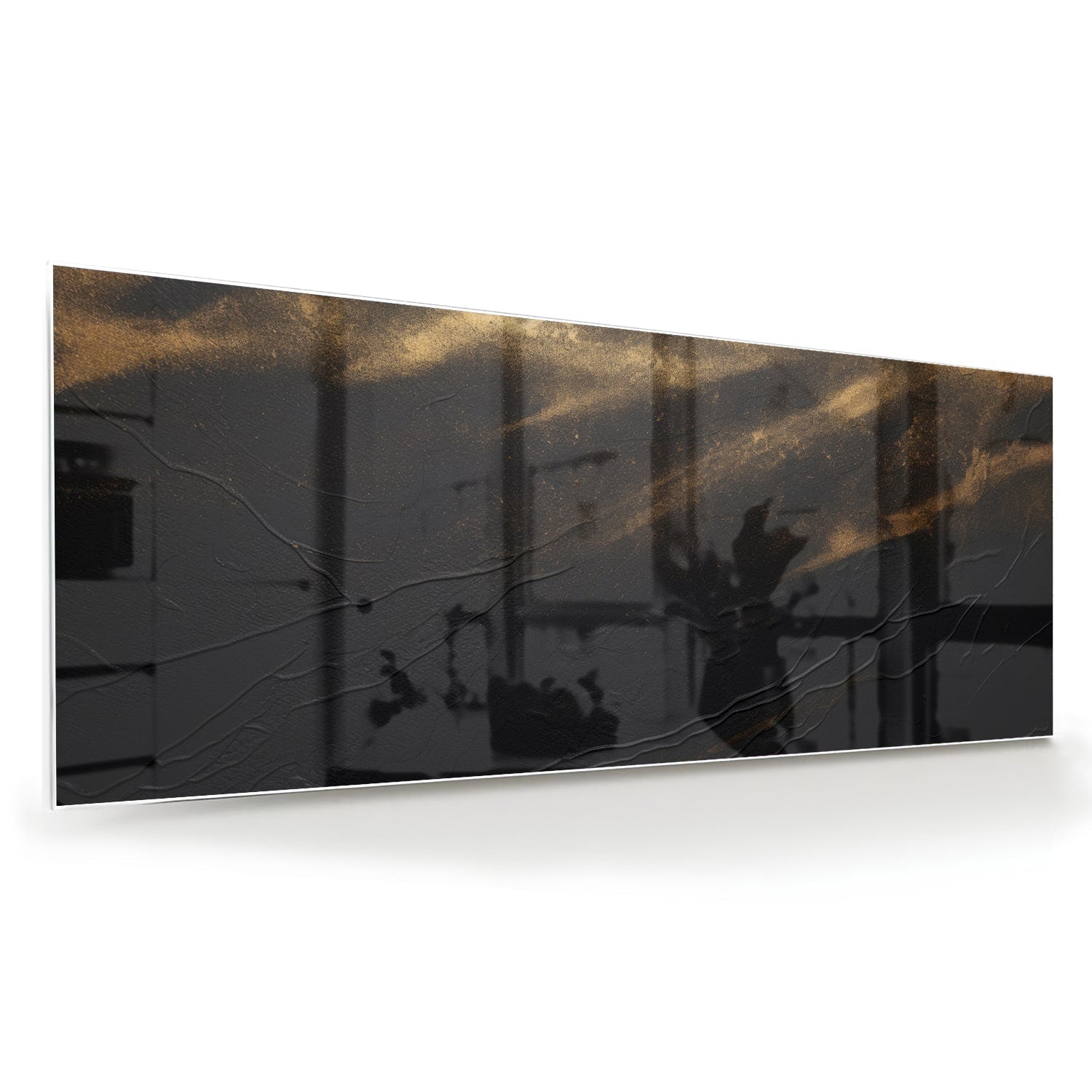 Modernes Glasbild mit goldenen Akzenten – Glasbild aus Sicherheitsglas, Größe 60x60