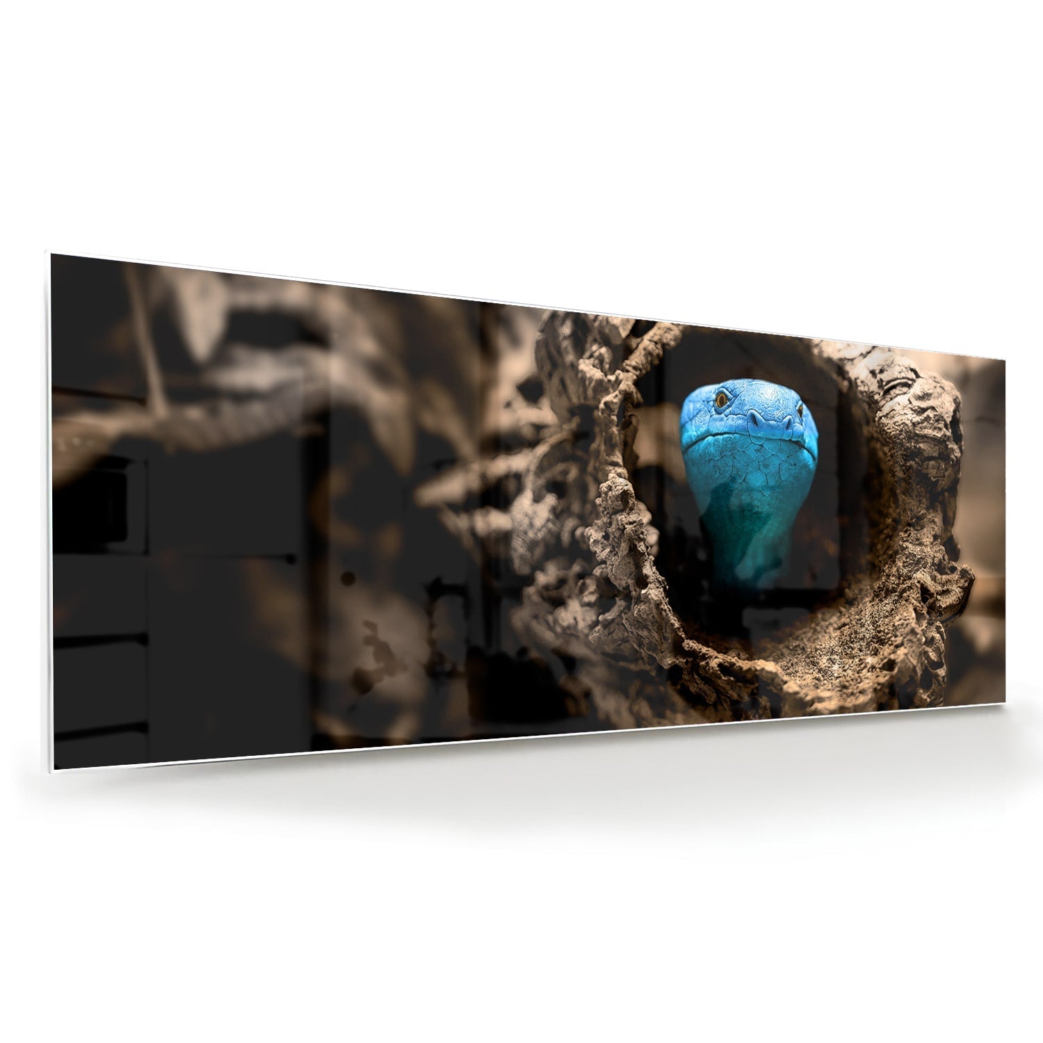 Glasbild mit einer blauen Perle in einem Nest – Glasbild aus Sicherheitsglas, Größe 60x60