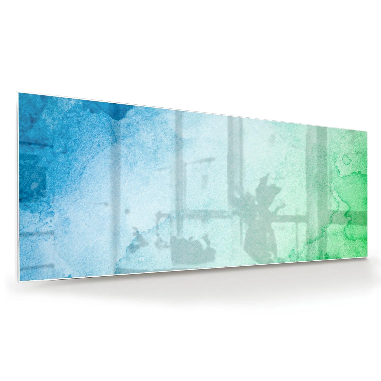 Abstraktes Glasbild in Blau und Grün – Glasbild aus Sicherheitsglas, Größe 60x60